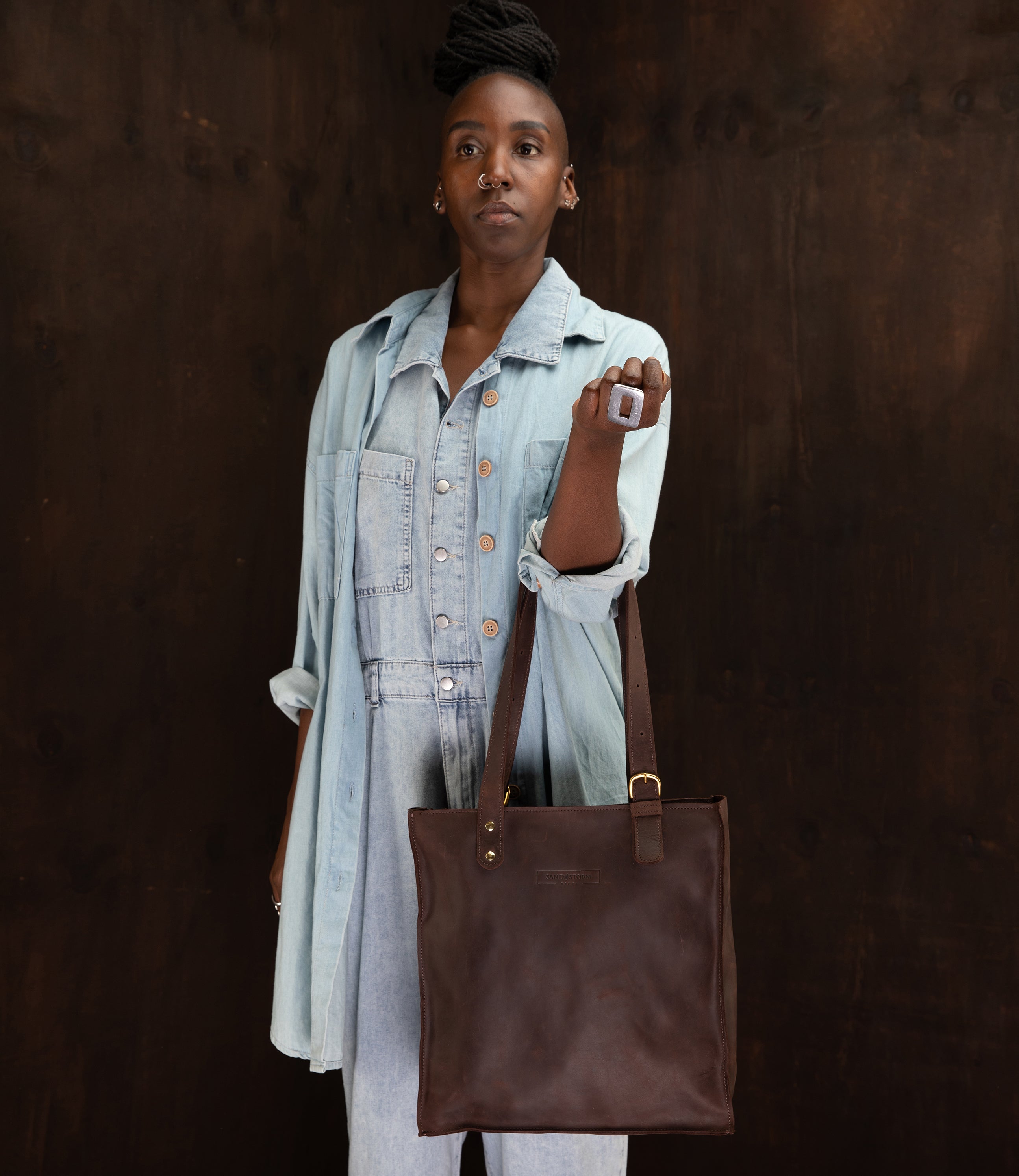 Pull-up Leather Shopper Tote - Sandstorm Kenya (KE)