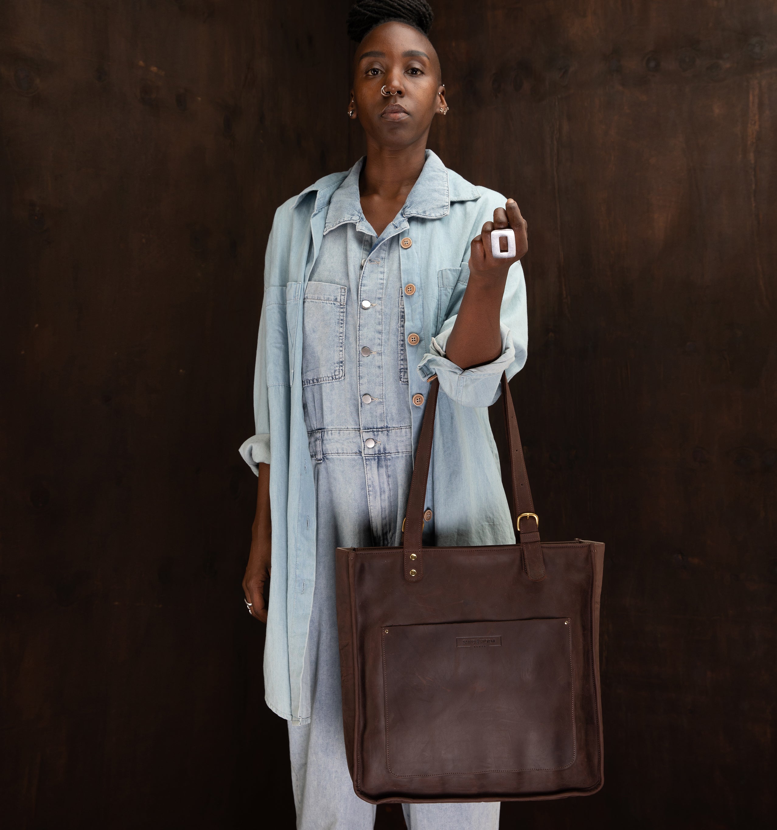 Pull-up Leather Pauline Tote - Sandstorm Kenya (KE)
