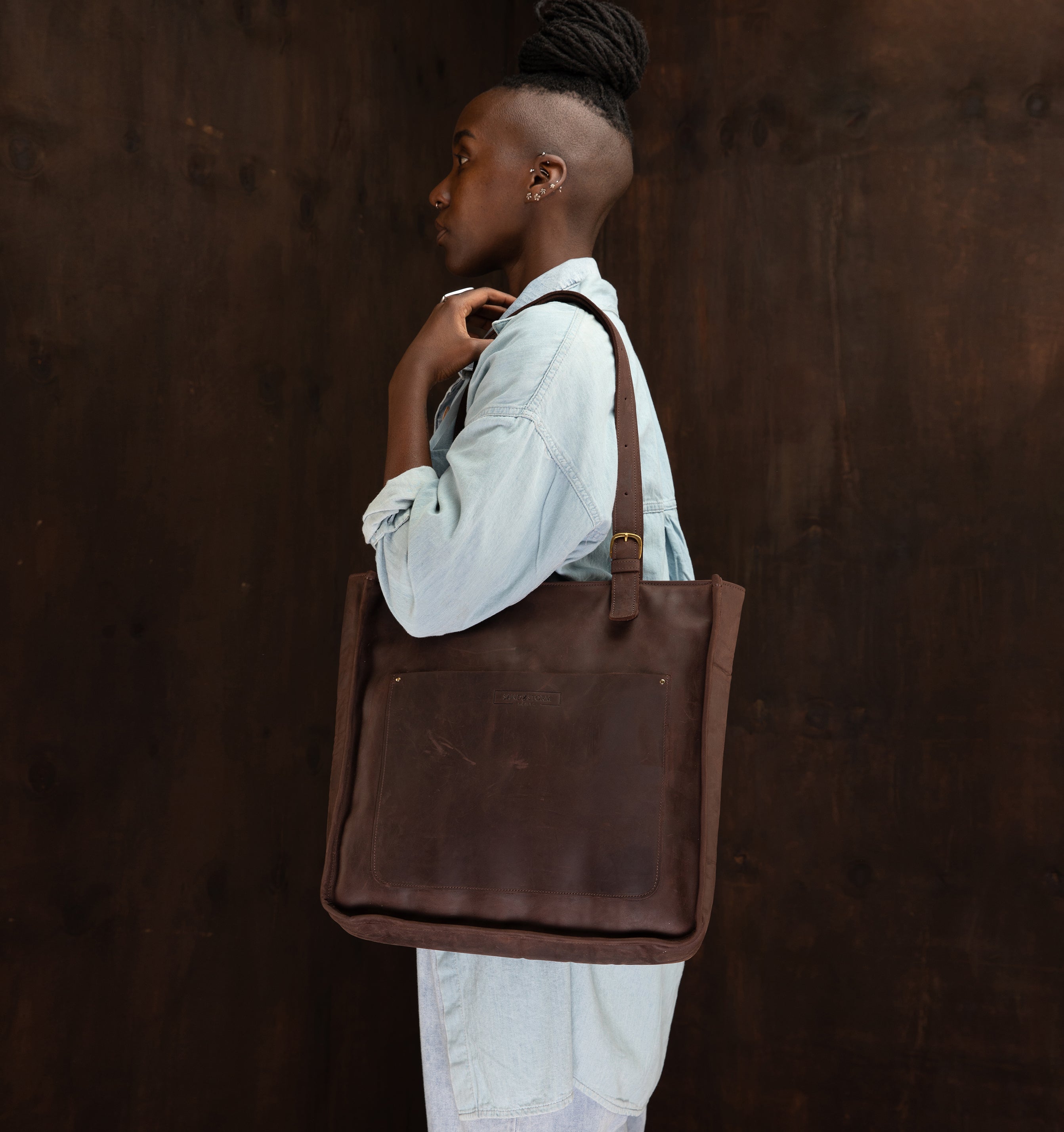 Pull-up Leather Pauline Tote - Sandstorm Kenya (KE)