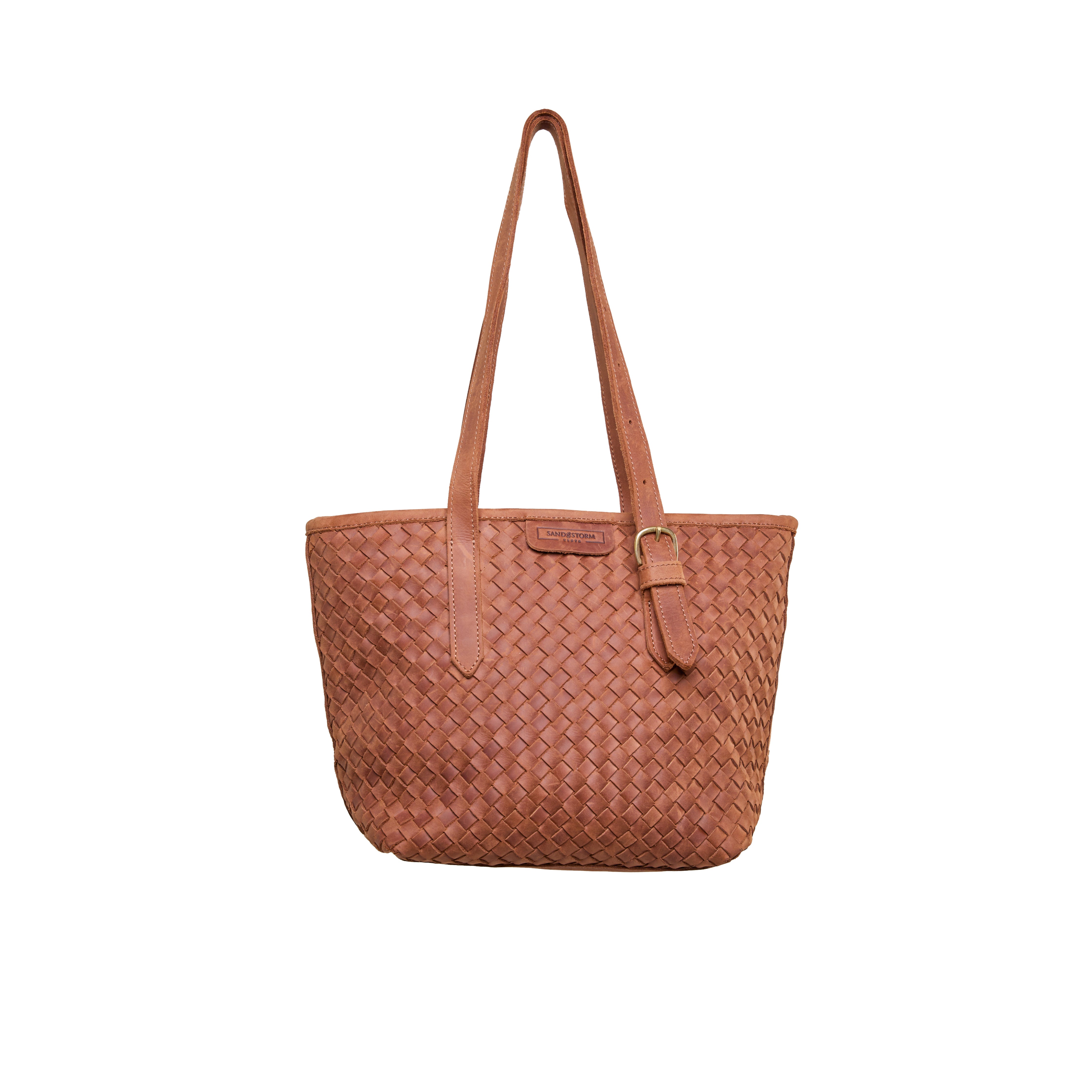Pull-up Leather Ann Woven Tote - Small