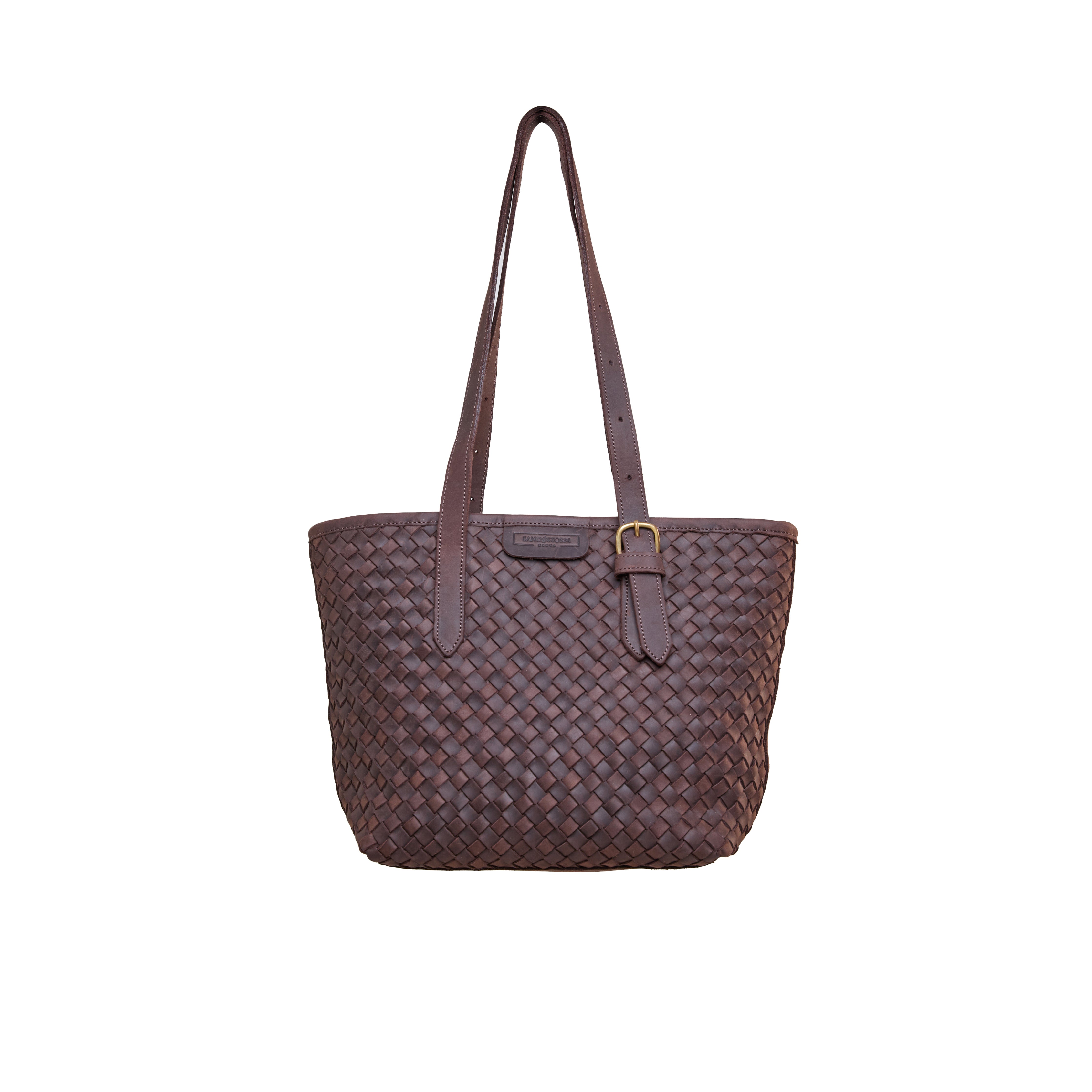 Pull-up Leather Ann Woven Tote - Small