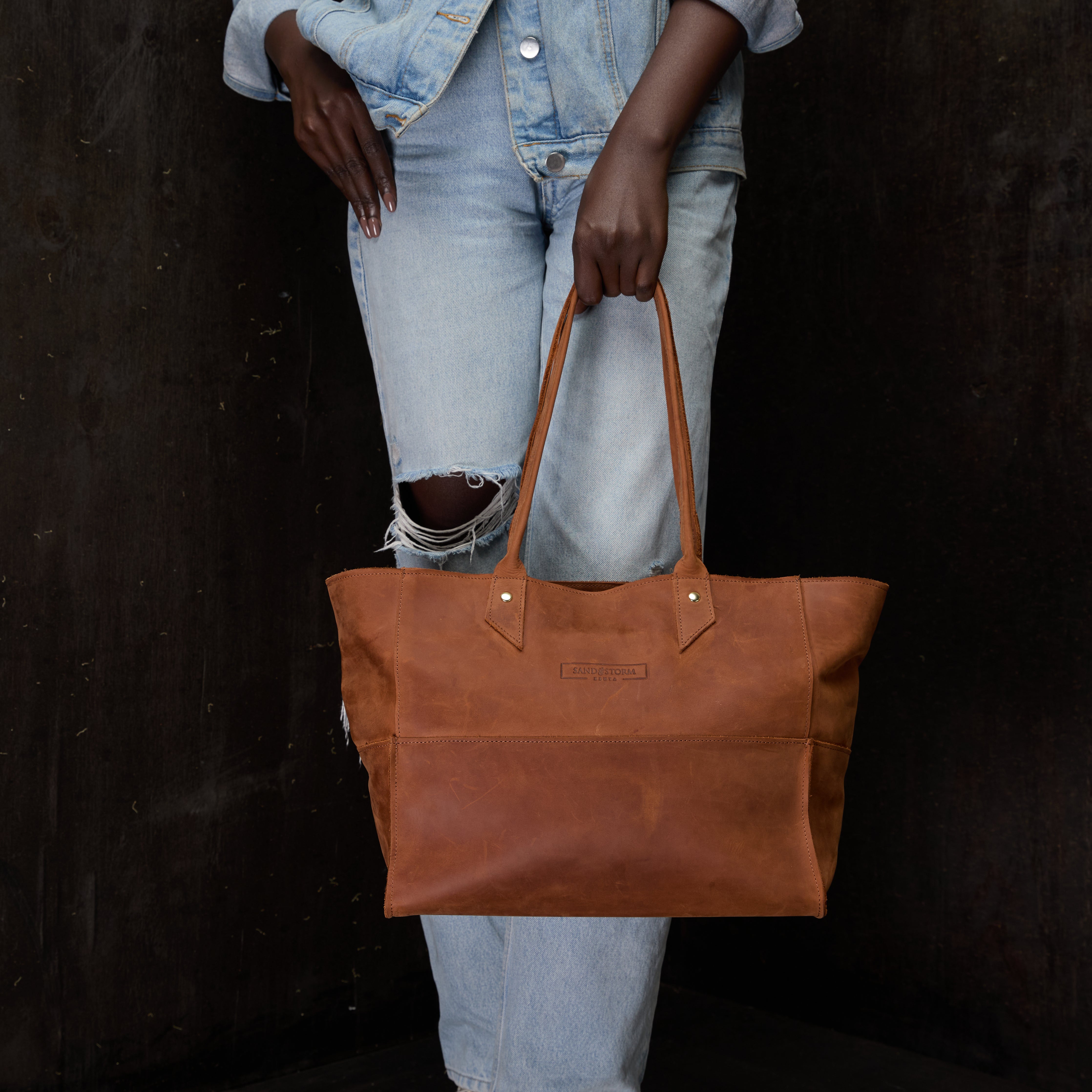 Pull-up Leather Jane Tote