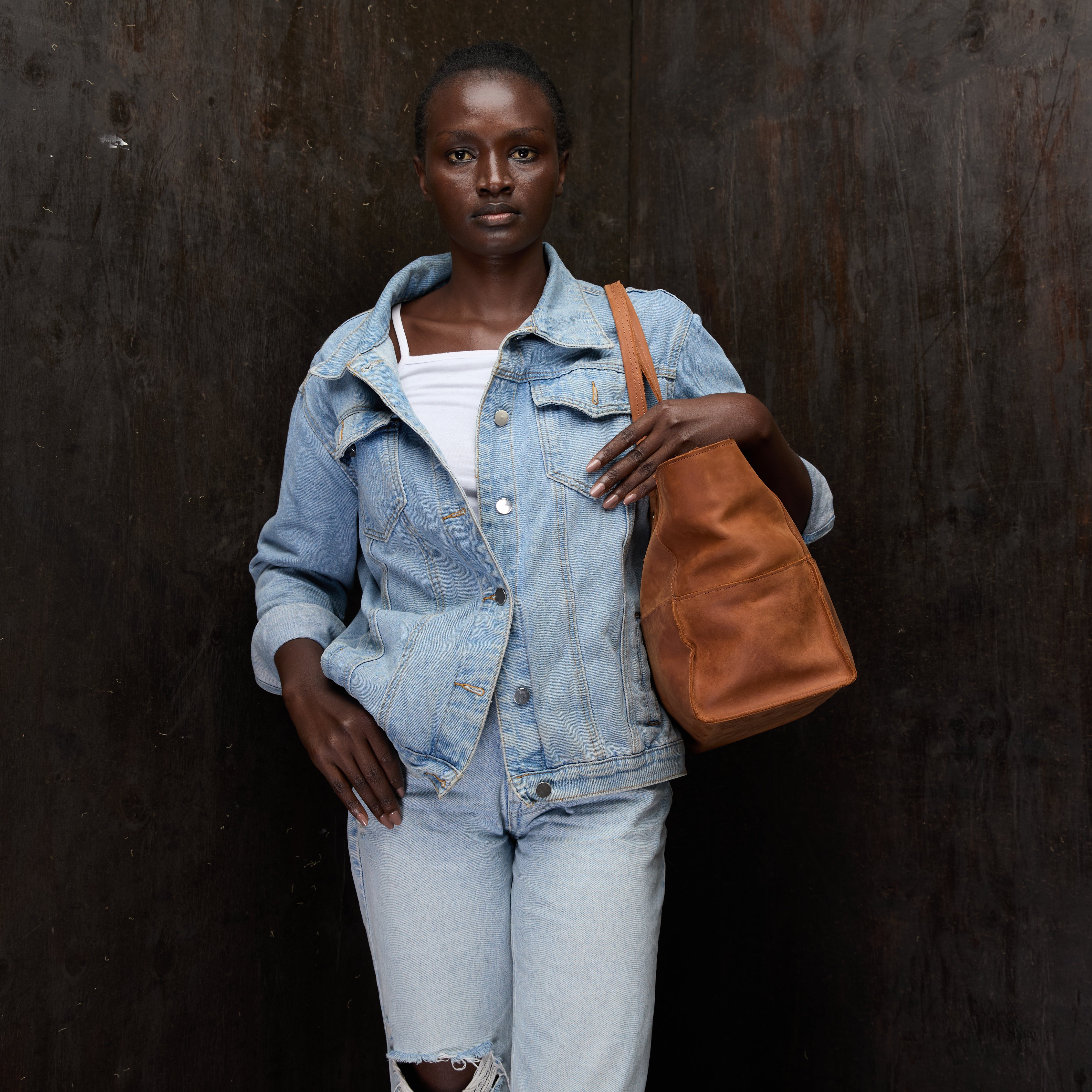 Pull-up Leather Jane Tote