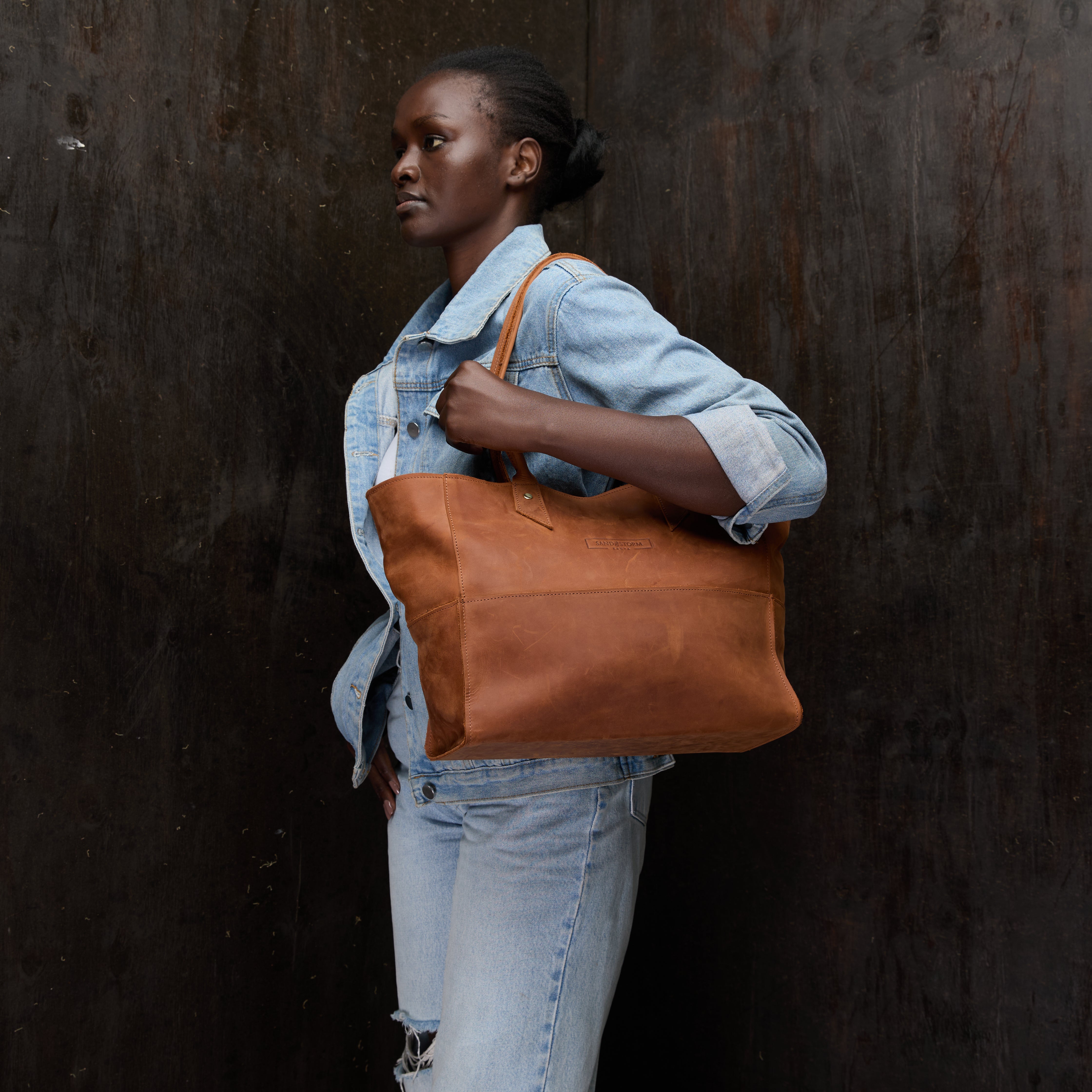 Pull-up Leather Jane Tote