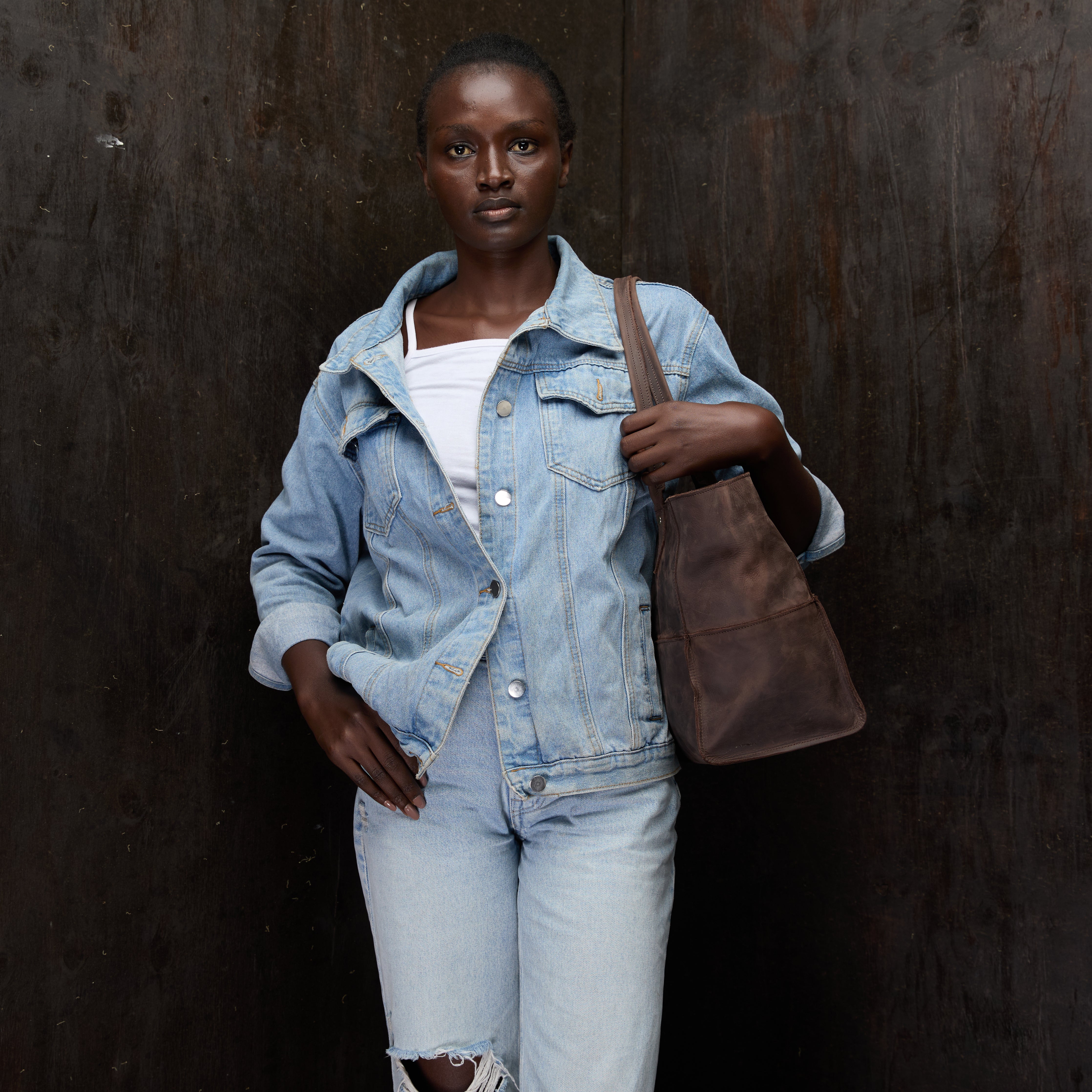 Pull-up Leather Jane Tote