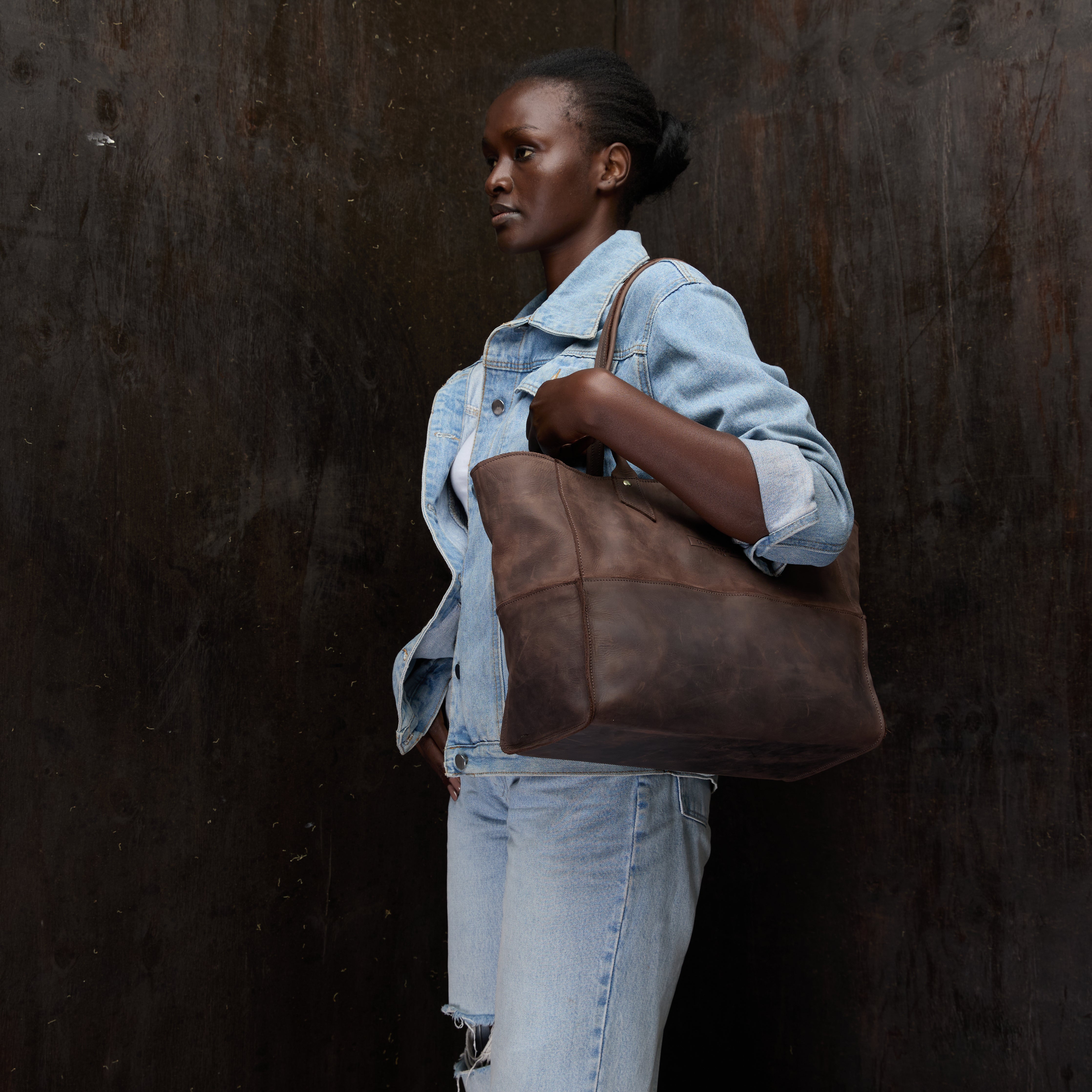 Pull-up Leather Jane Tote