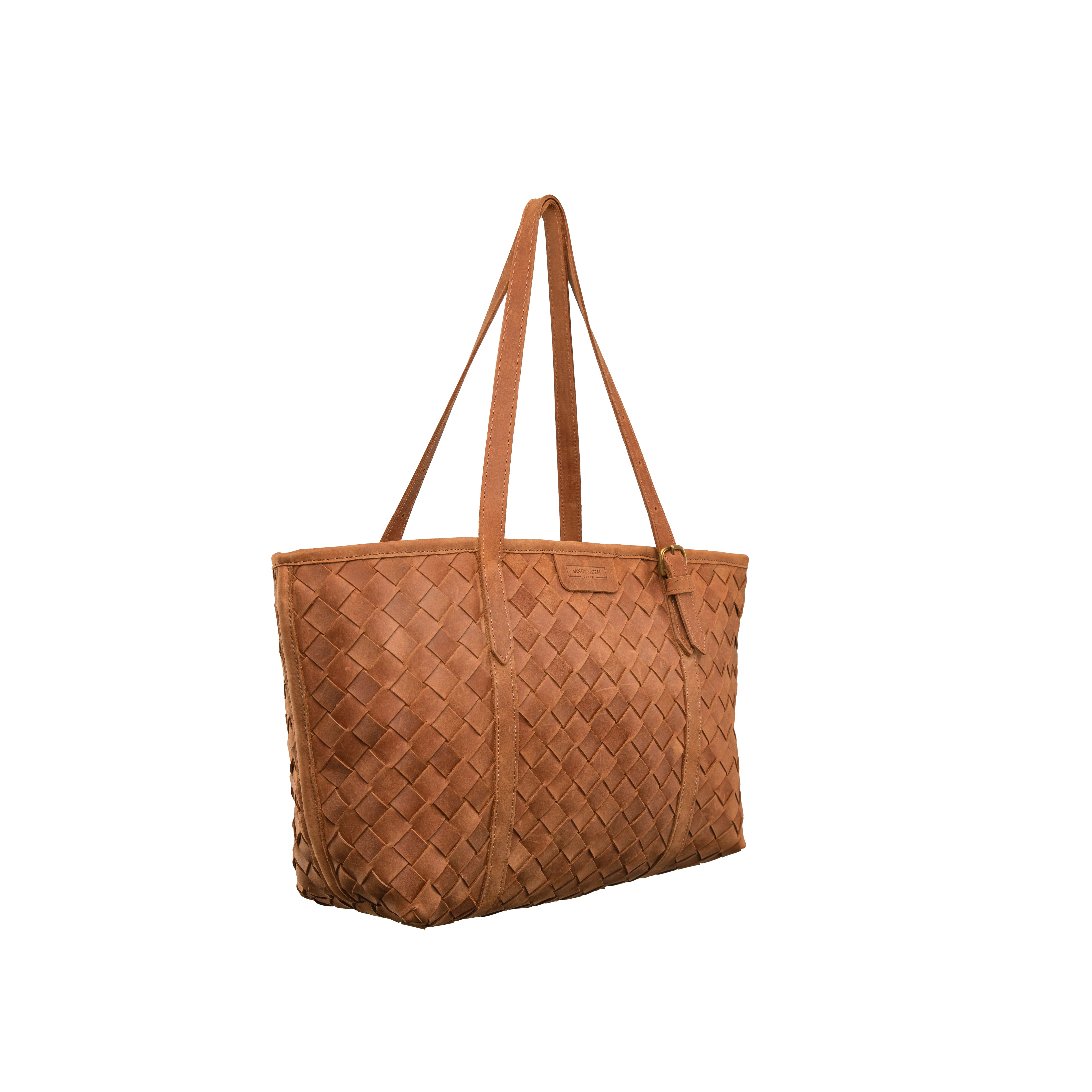 Pull-up Leather Weaved Tote