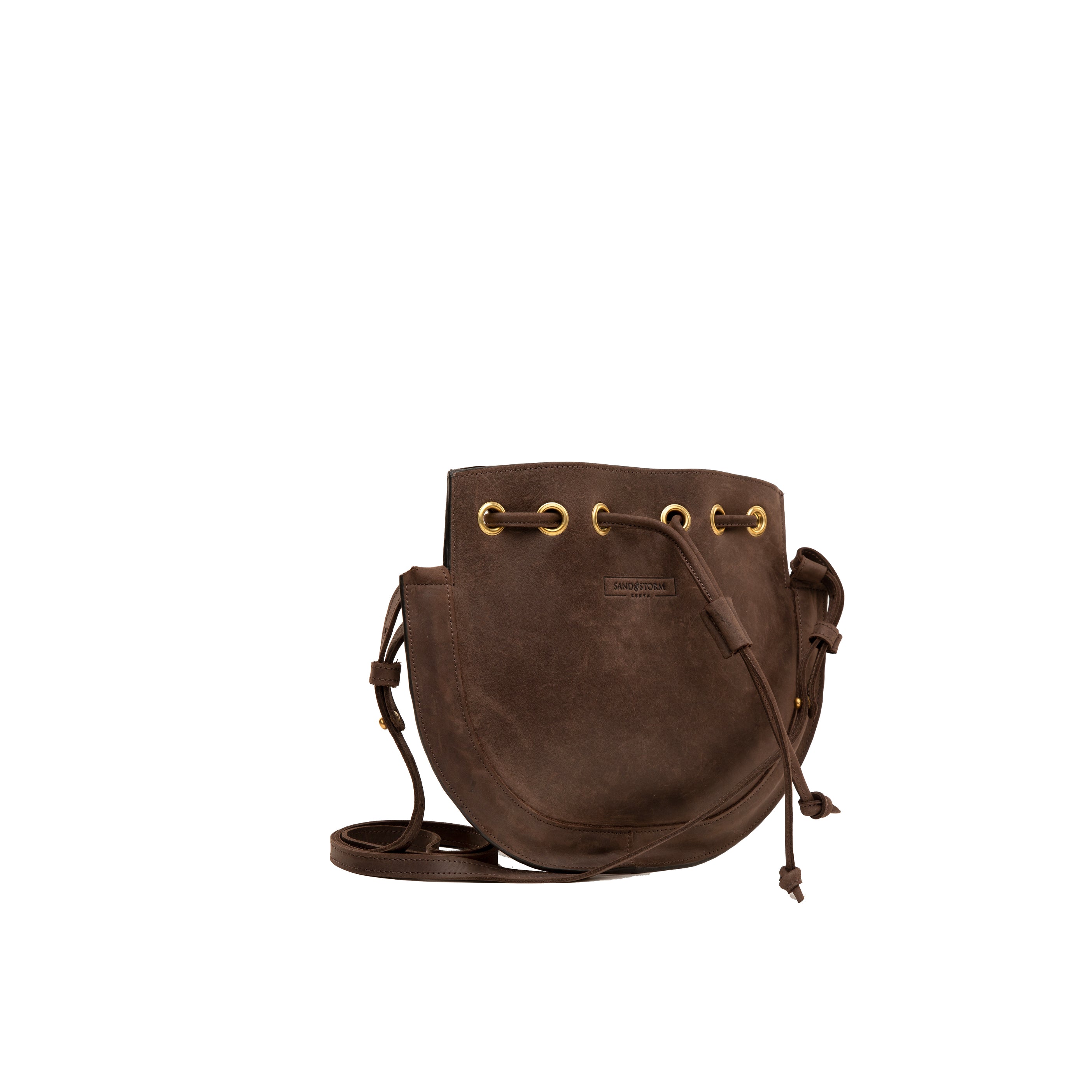 Pull-up Leather Bucket Crossbody Plain - Sandstorm Kenya (Intl)