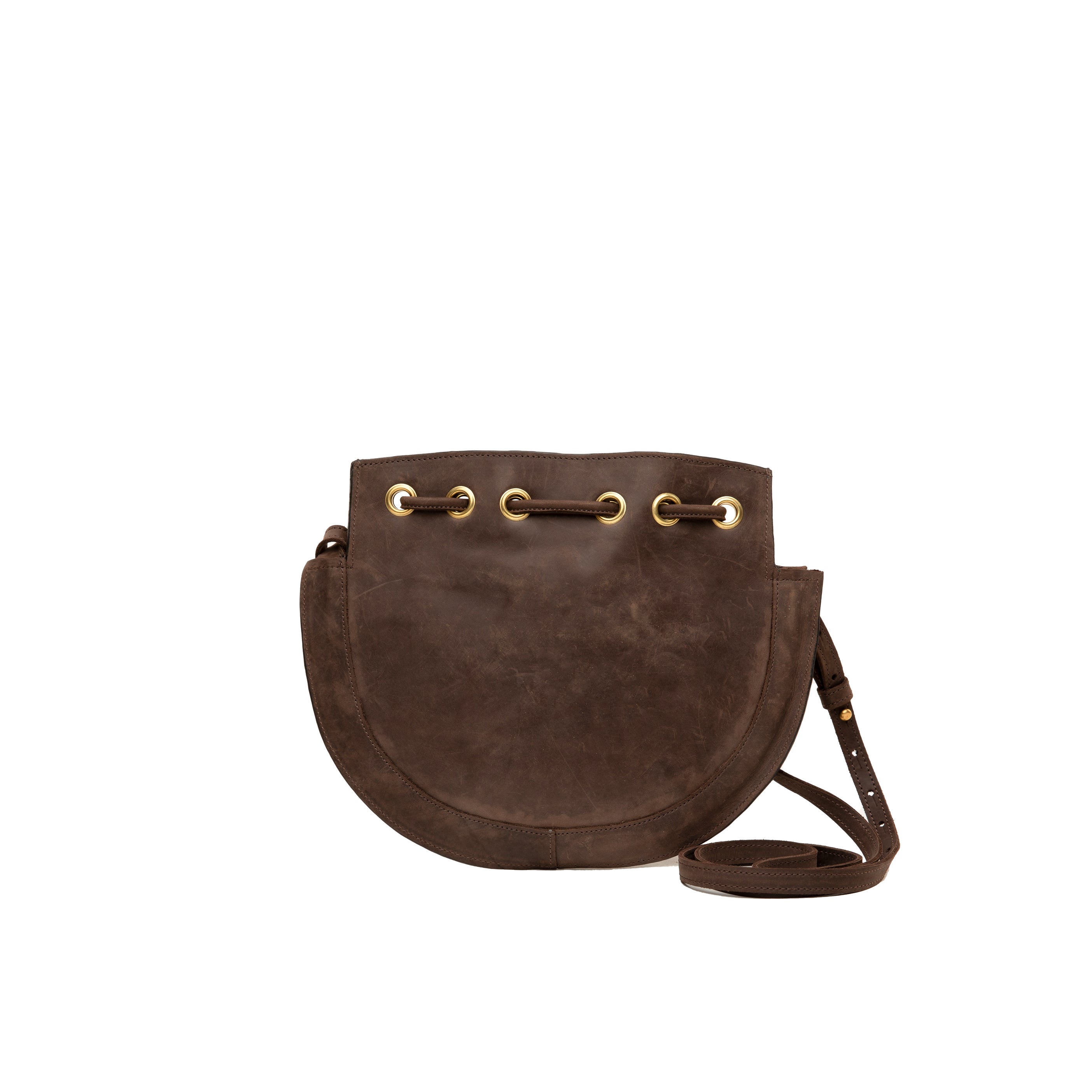 Pull-up Leather Bucket Crossbody Plain - Sandstorm Kenya (Intl)