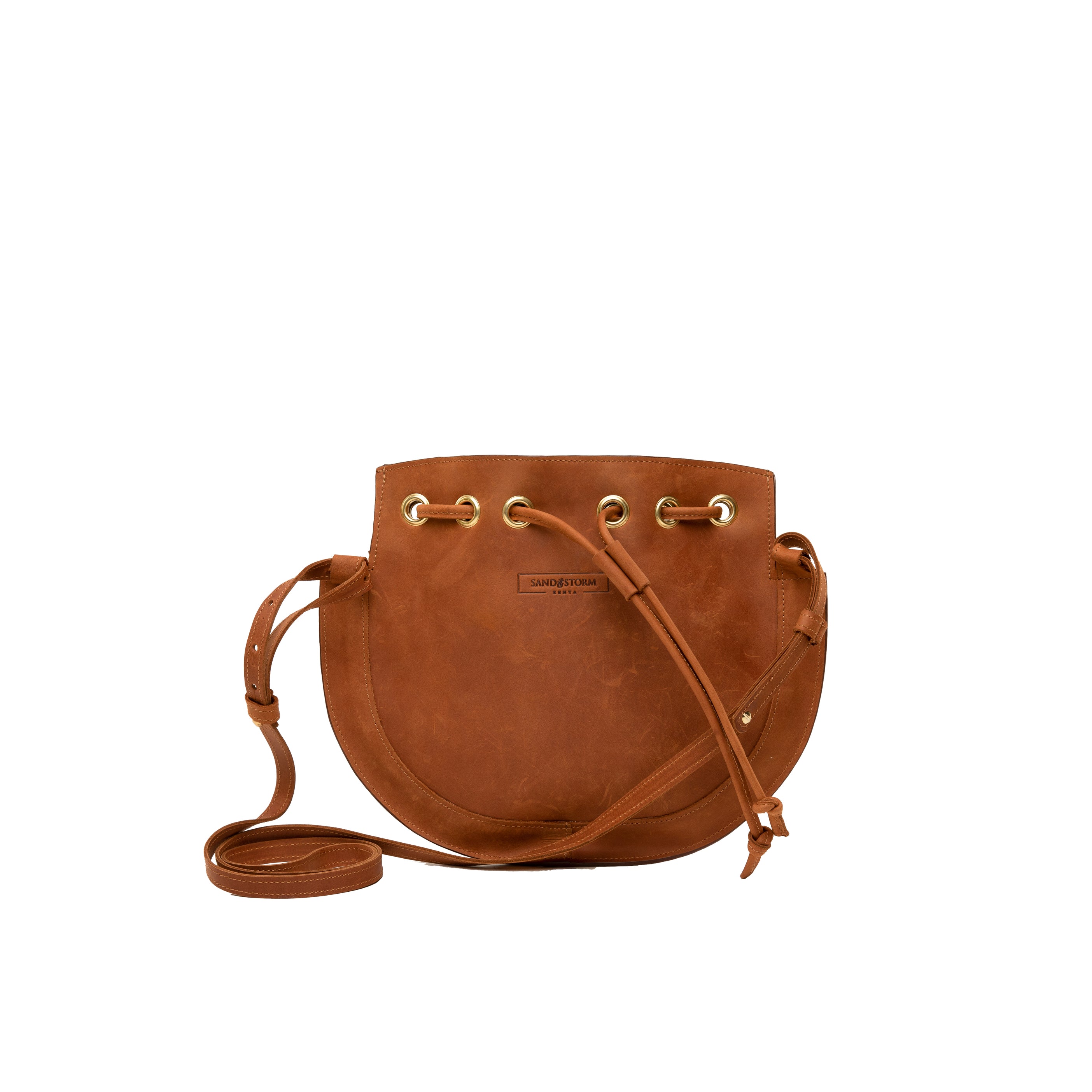 Pull-up Leather Bucket Crossbody Plain - Sandstorm Kenya (Intl)