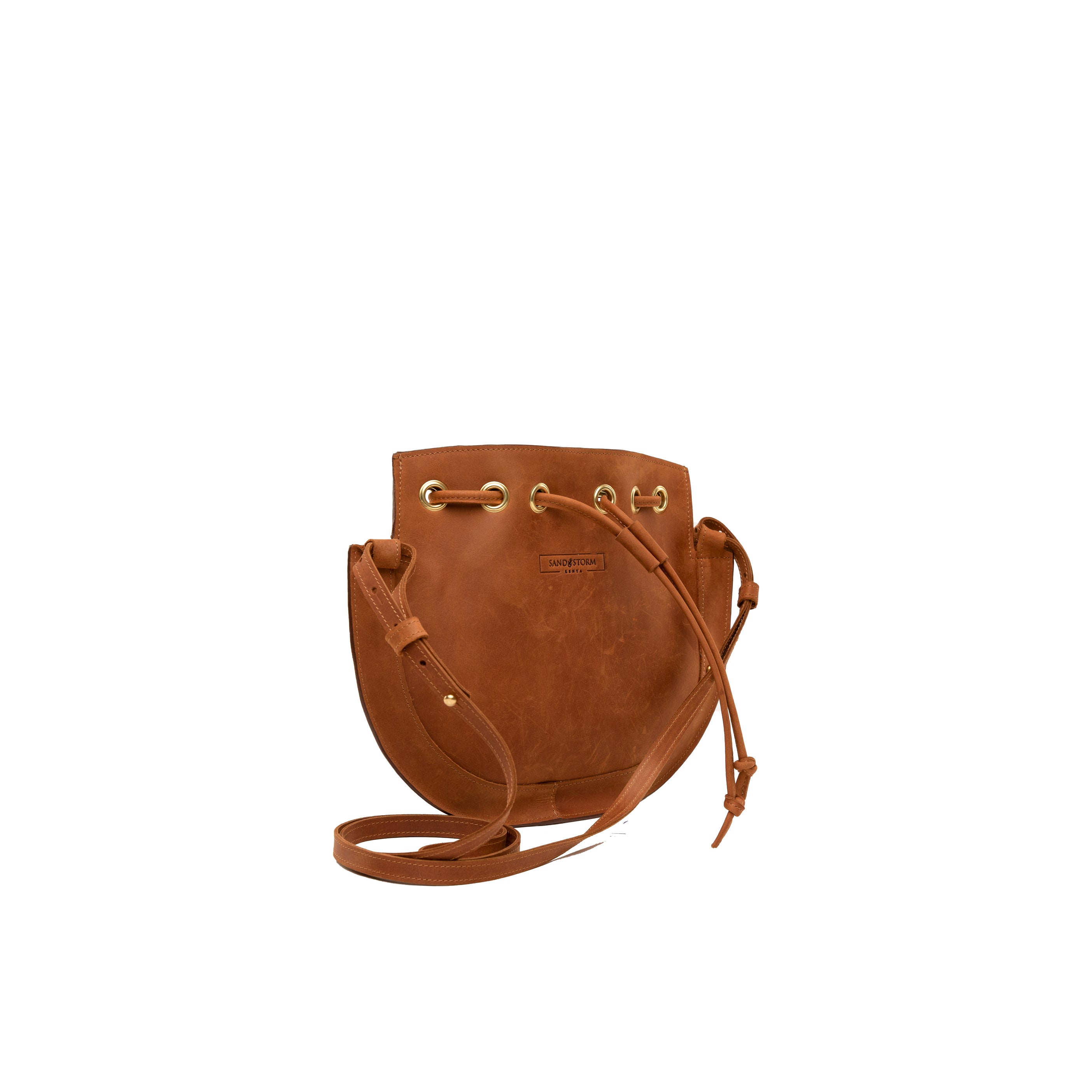 Pull-up Leather Bucket Crossbody Plain - Sandstorm Kenya (Intl)