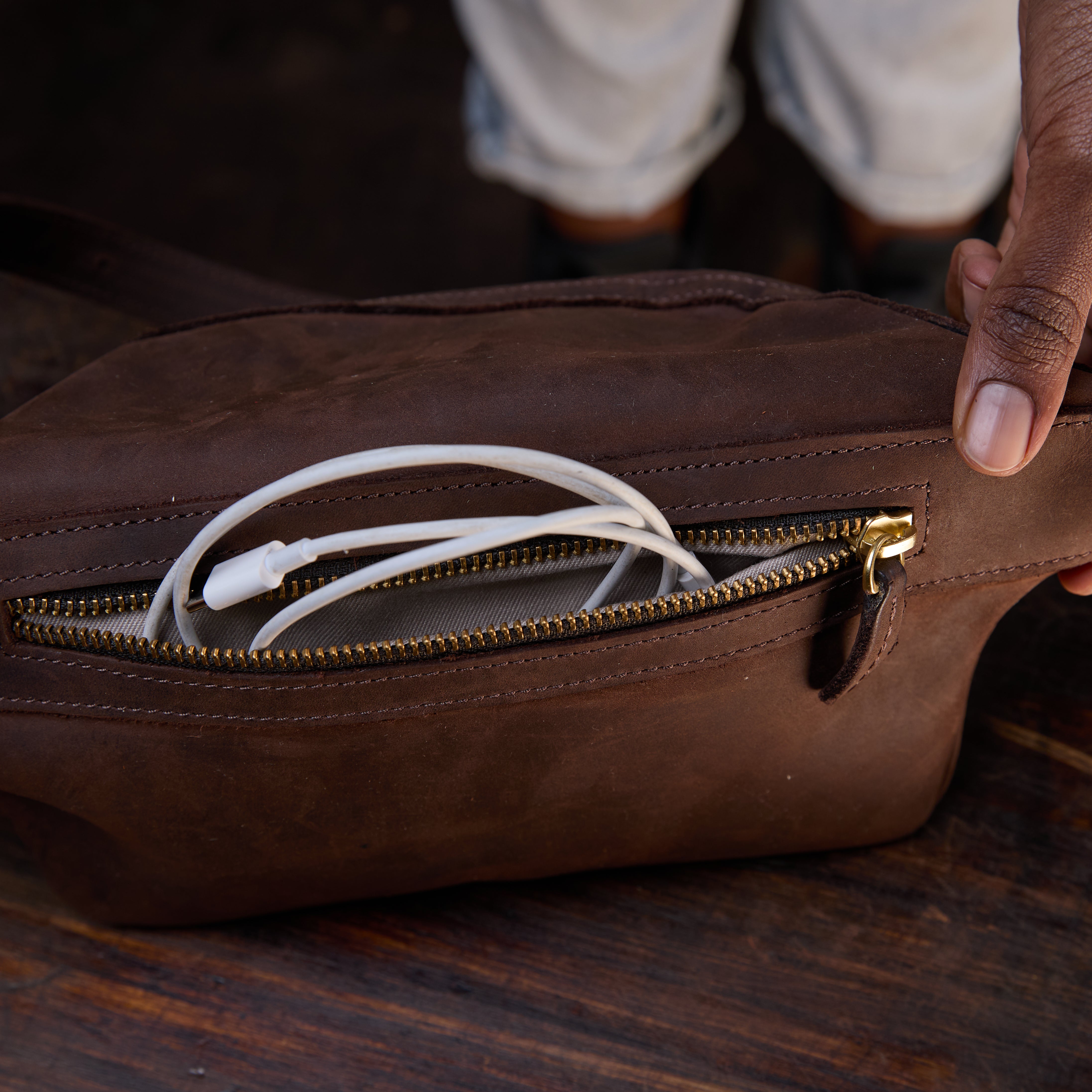 Pull-up Leather Mercy Belt bag.