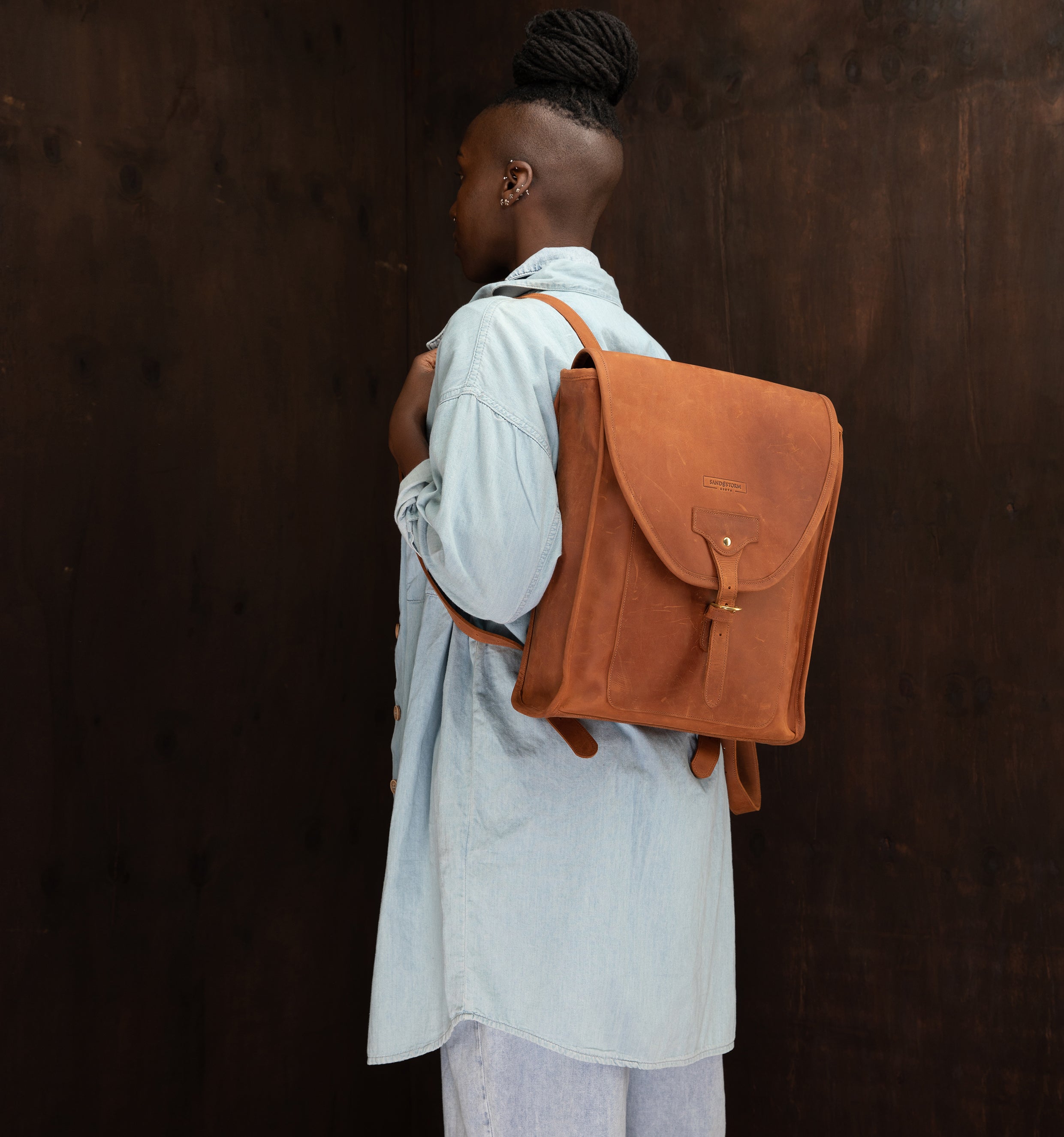 Pull-up Leather Keziah Backpack - Sandstorm Kenya (KE)
