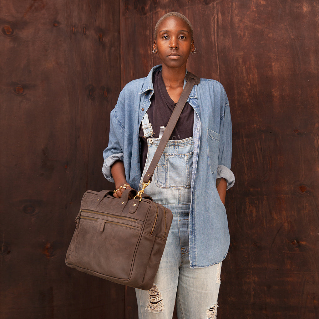 Pull-up Leather Andrew Work Bag - Sandstorm Kenya (KE)