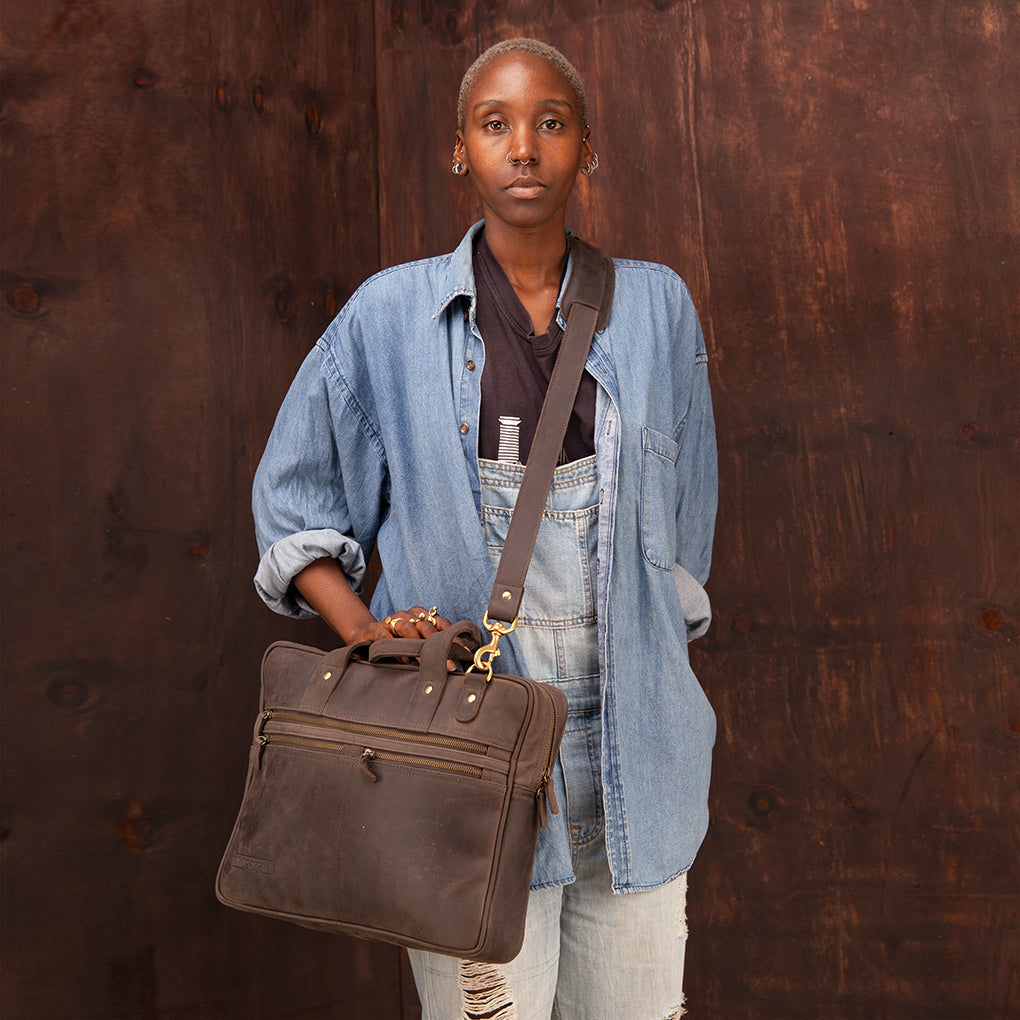 Pull-up Leather Sylvester Work Bag - Sandstorm Kenya (Intl)