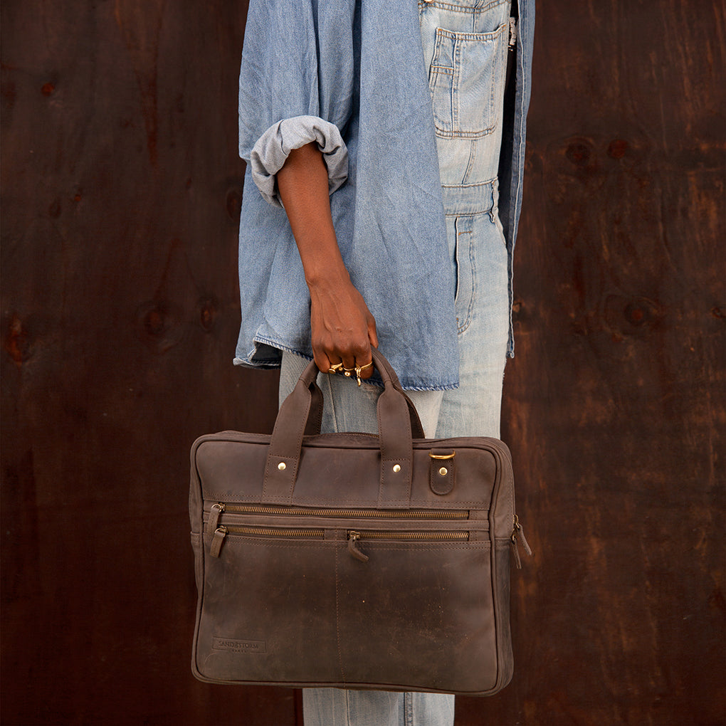 Pull-up Leather Sylvester Work Bag - Sandstorm Kenya (KE)