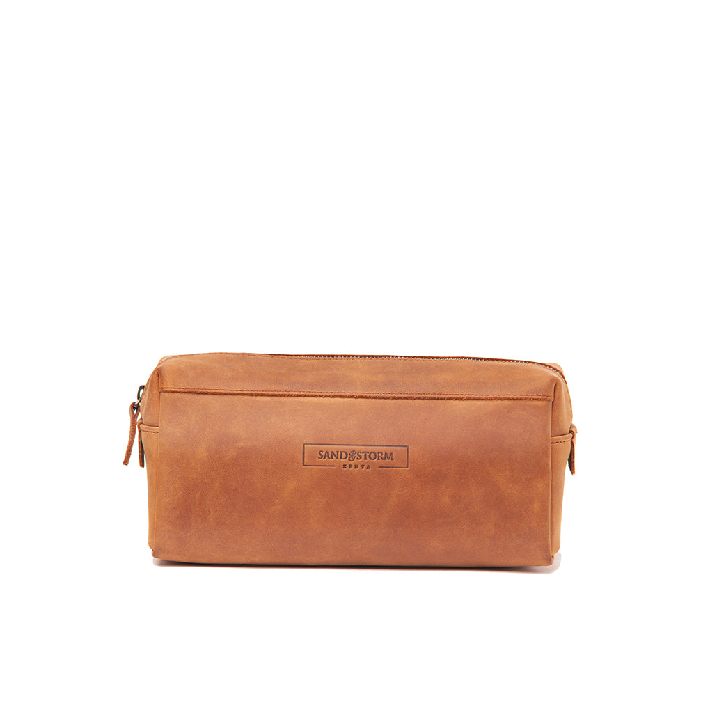 Pull-up Leather Weekend Washbag - Sandstorm Kenya (KE)