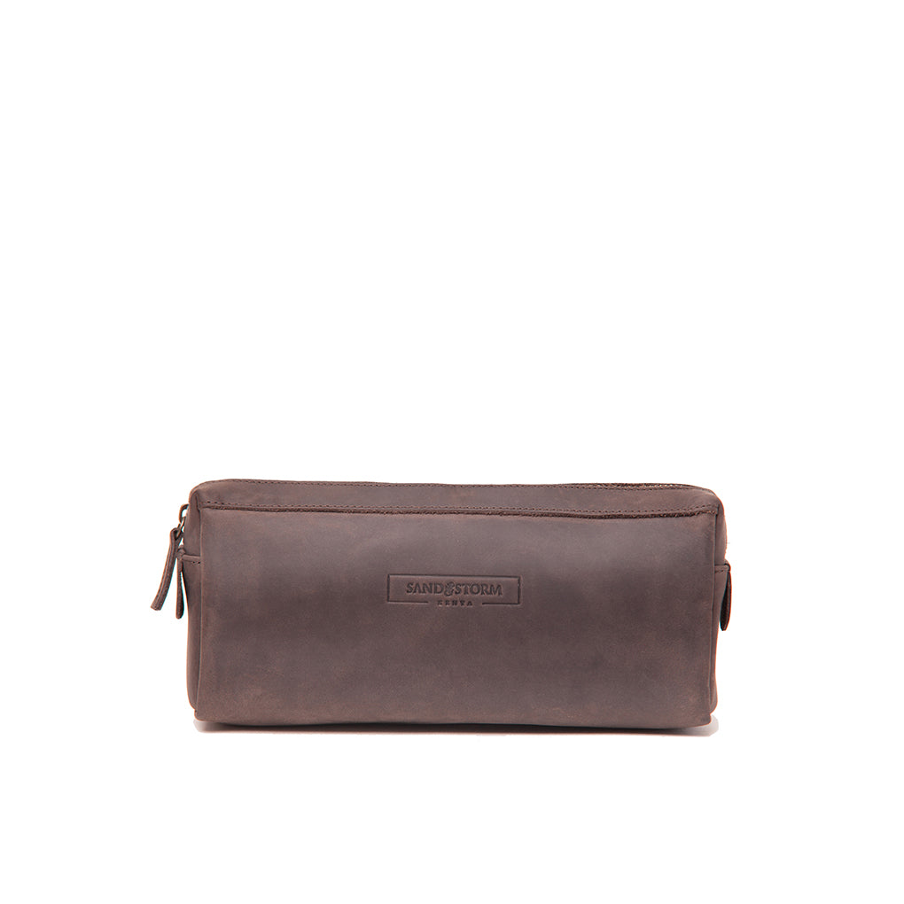 Pull-up Leather Small Washbag - Sandstorm Kenya (KE)