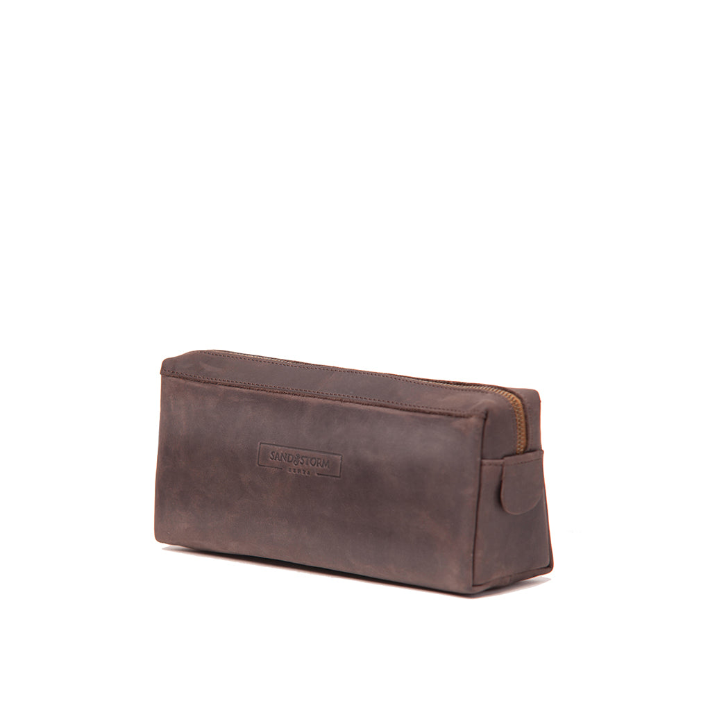 Pull-up Leather Small Washbag - Sandstorm Kenya (KE)