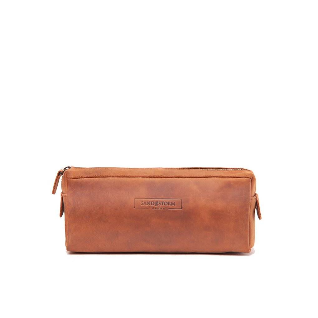 Pull-up Leather Small Washbag - Sandstorm Kenya (KE)