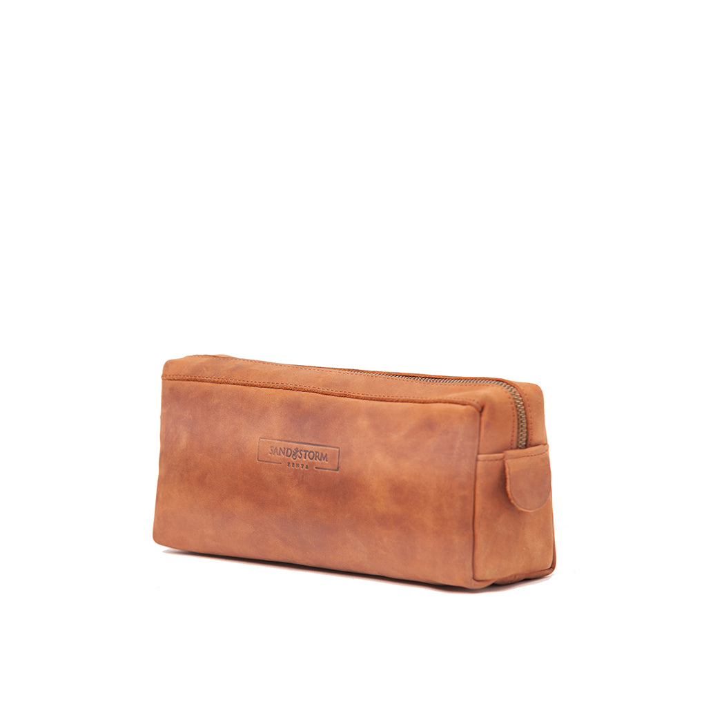 Pull-up Leather Small Washbag - Sandstorm Kenya (KE)