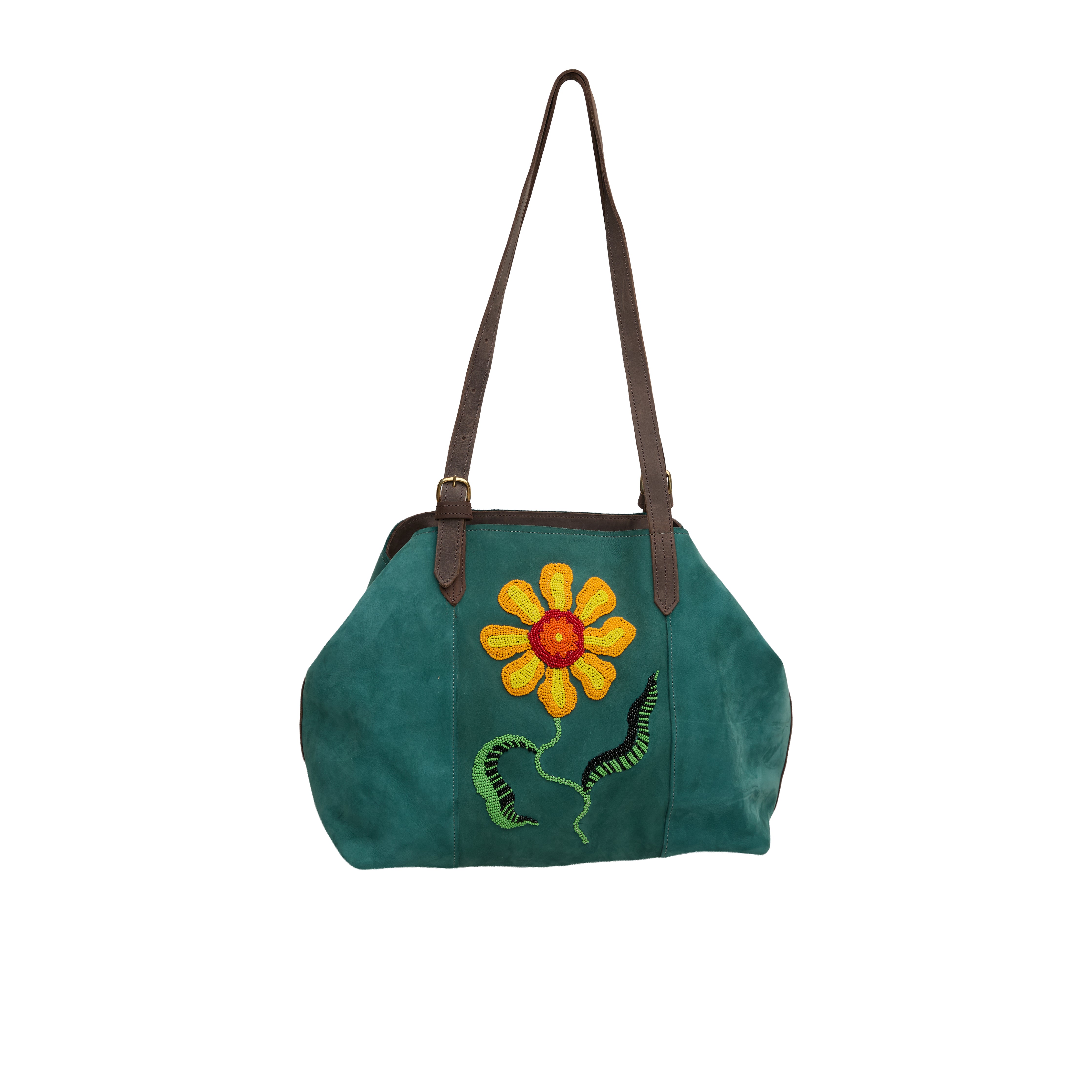 Suede Tote (Flower Beaded)