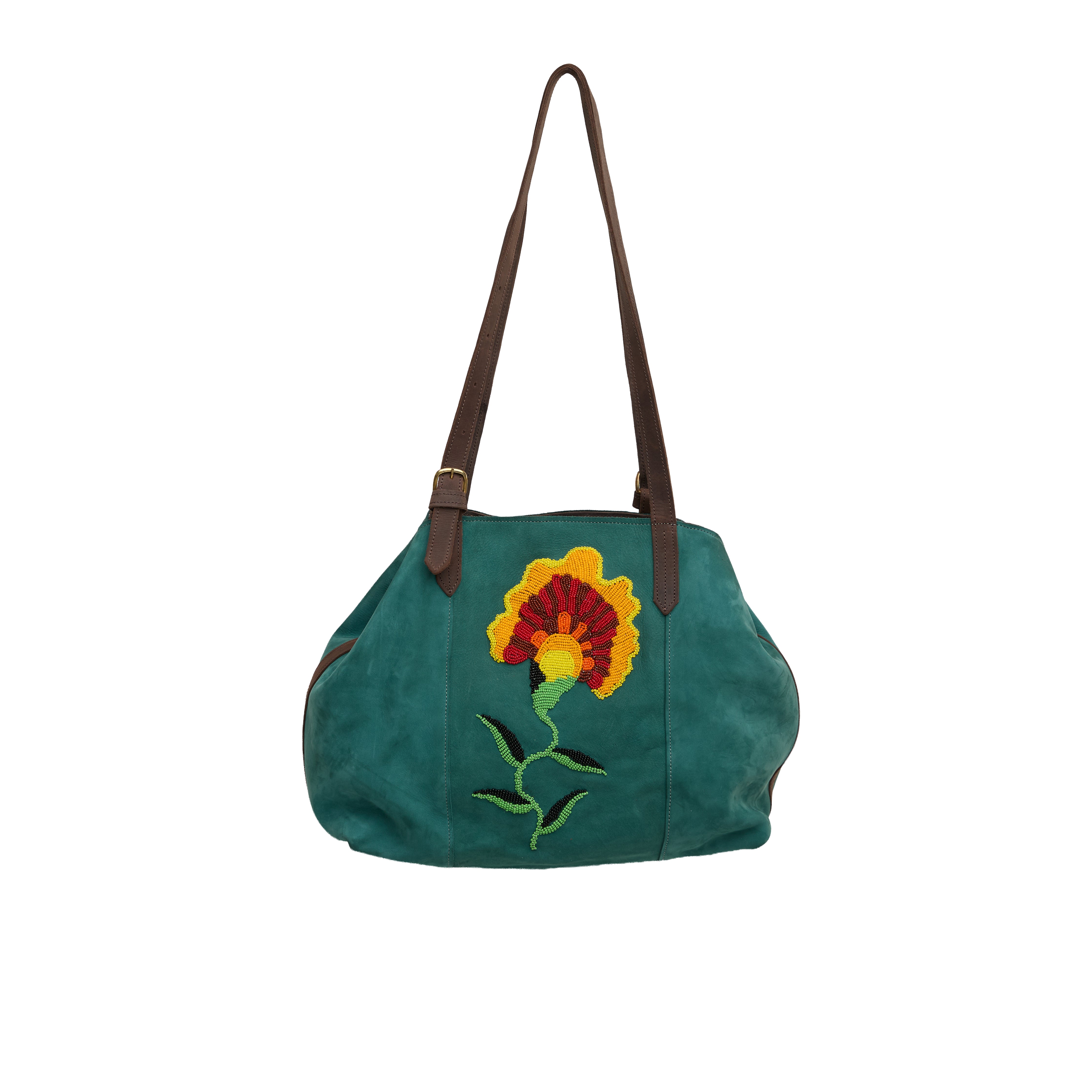 Suede Tote (Flower Beaded)