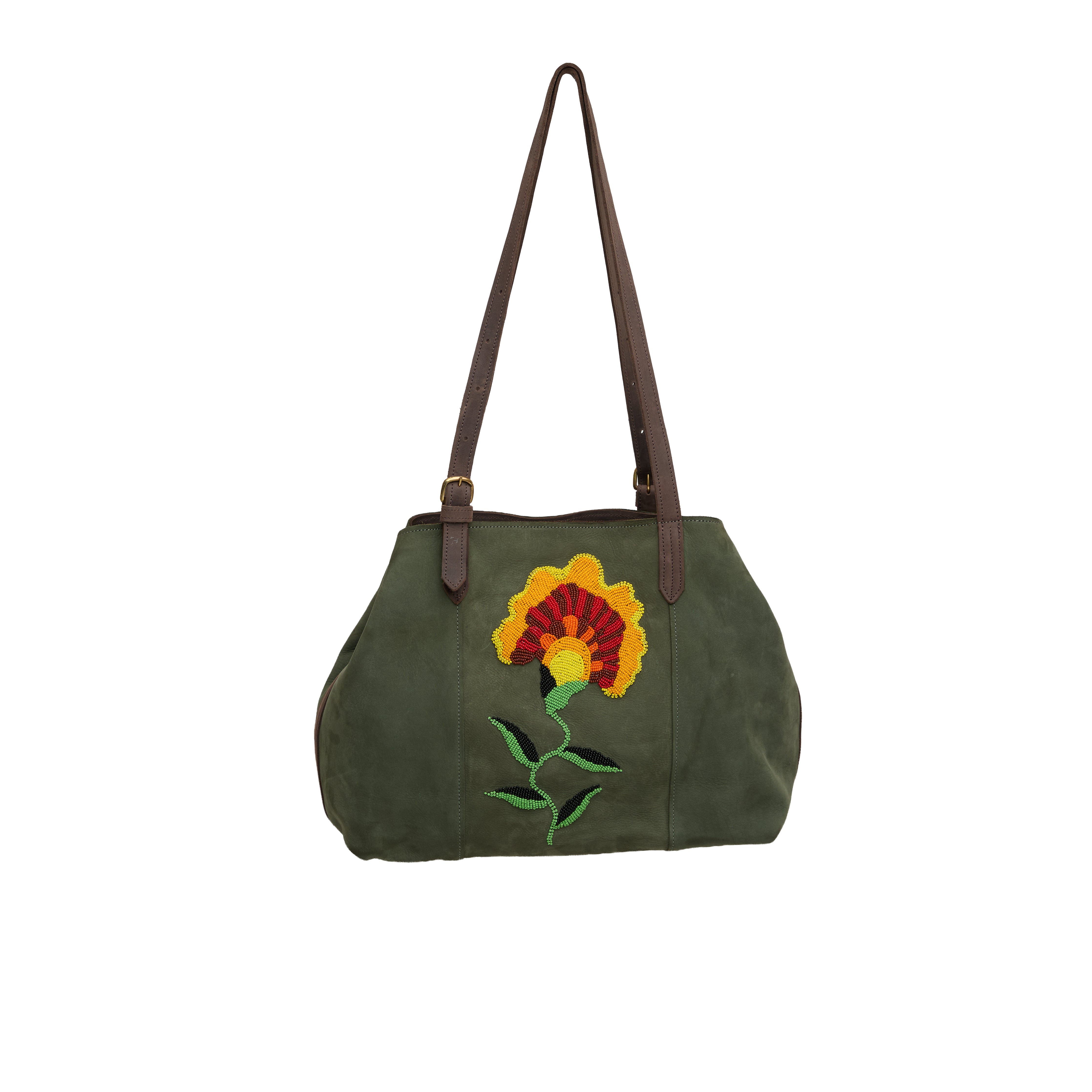 Suede Tote (Flower Beaded)