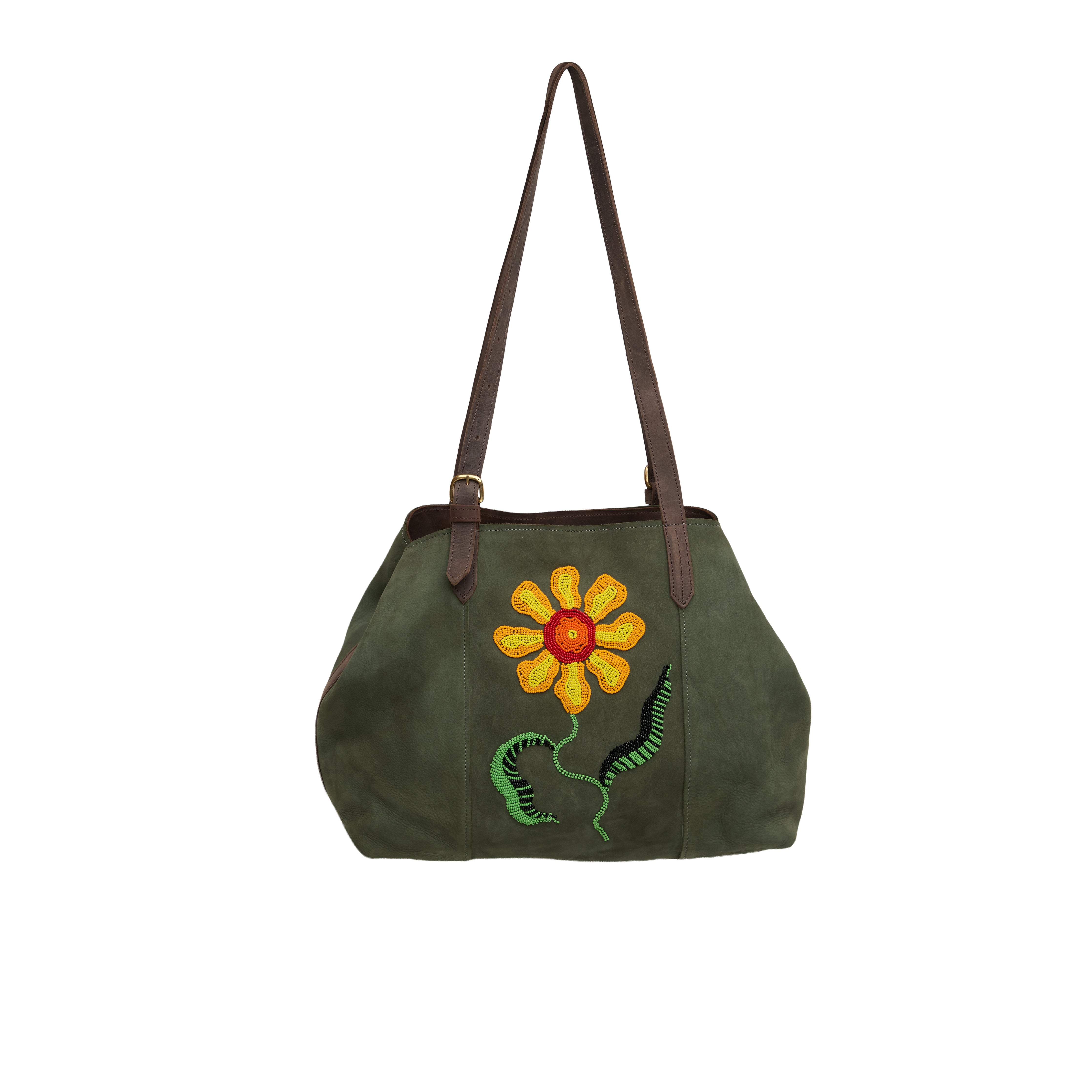 Suede Tote (Flower Beaded)
