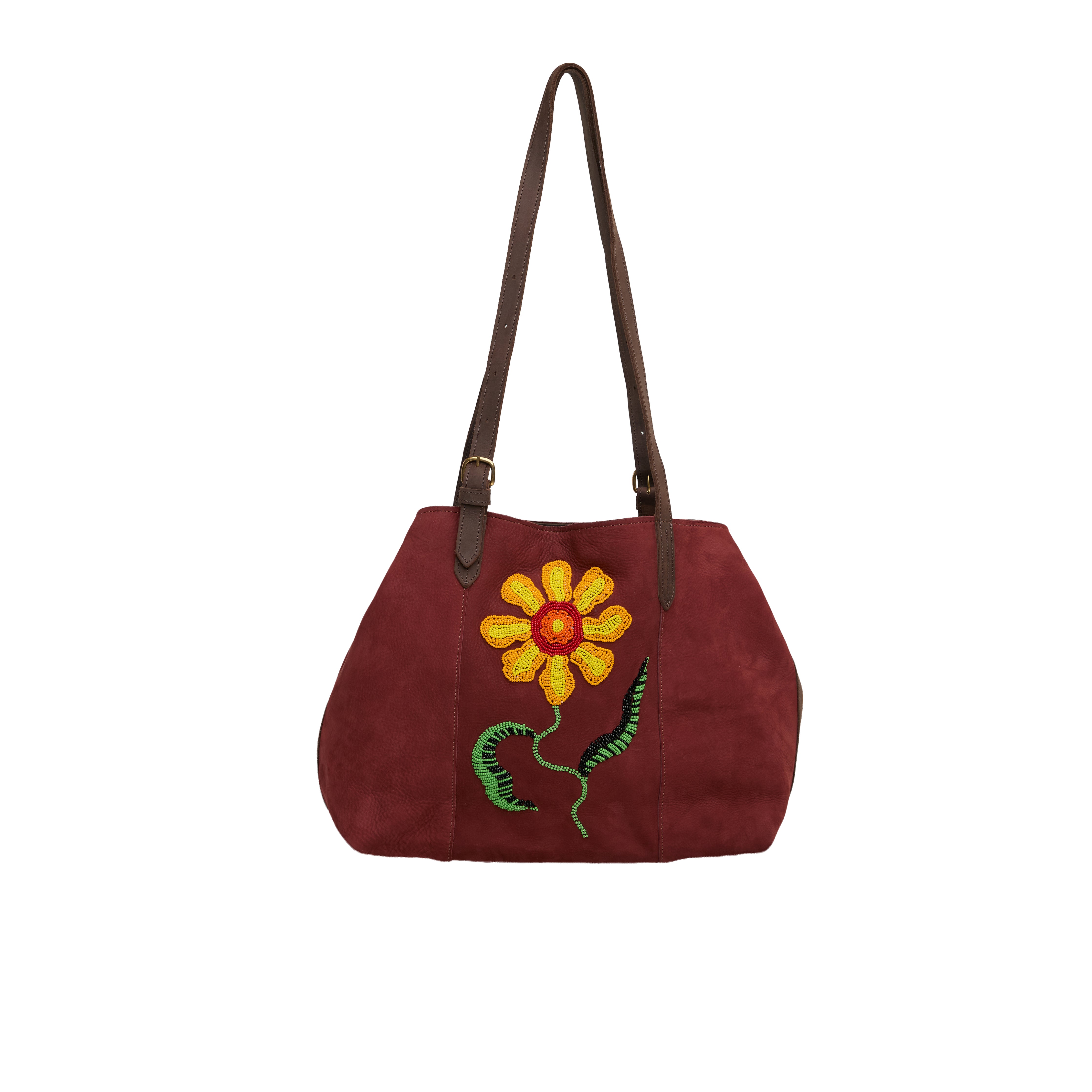 Suede Tote (Flower Beaded)