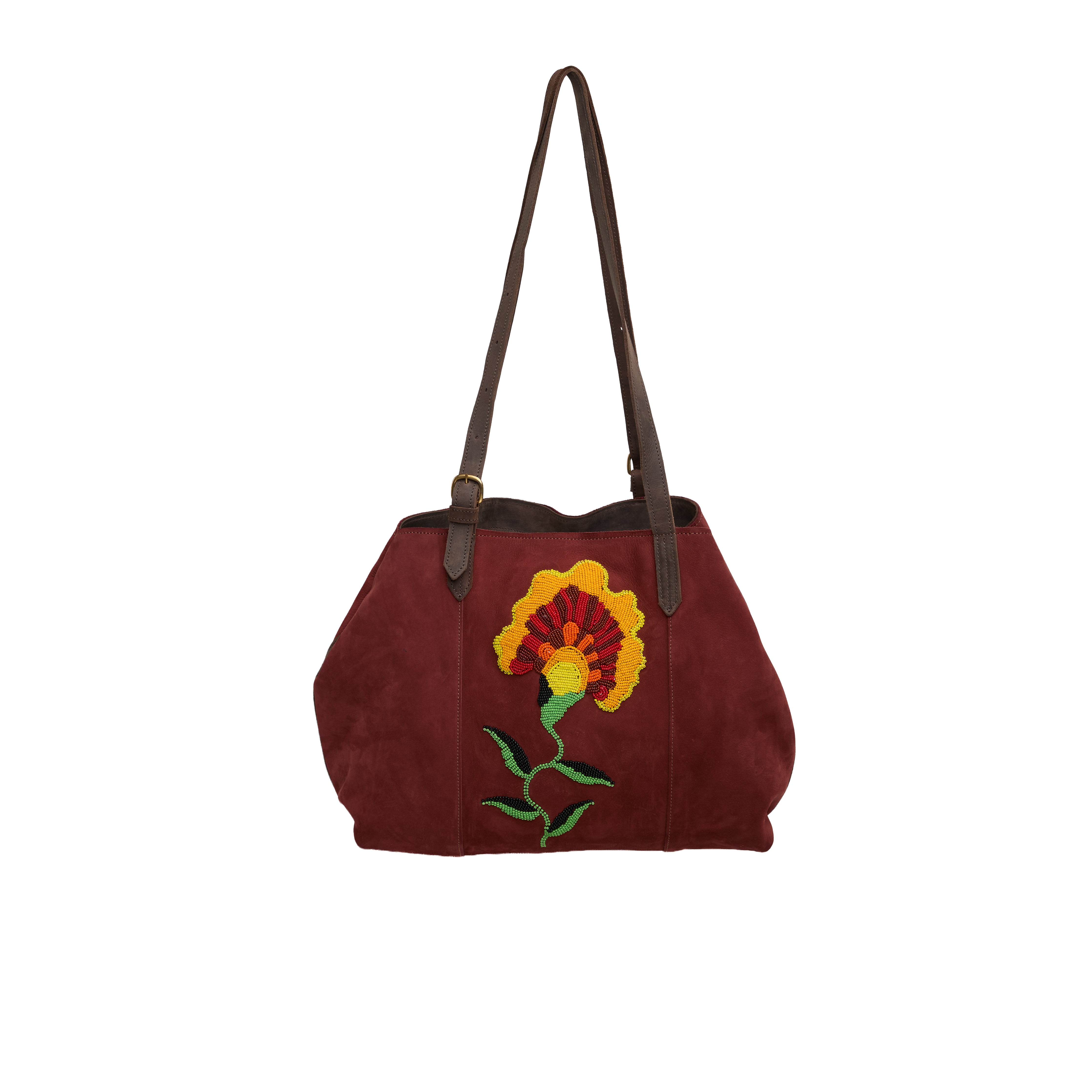 Suede Tote (Flower Beaded)