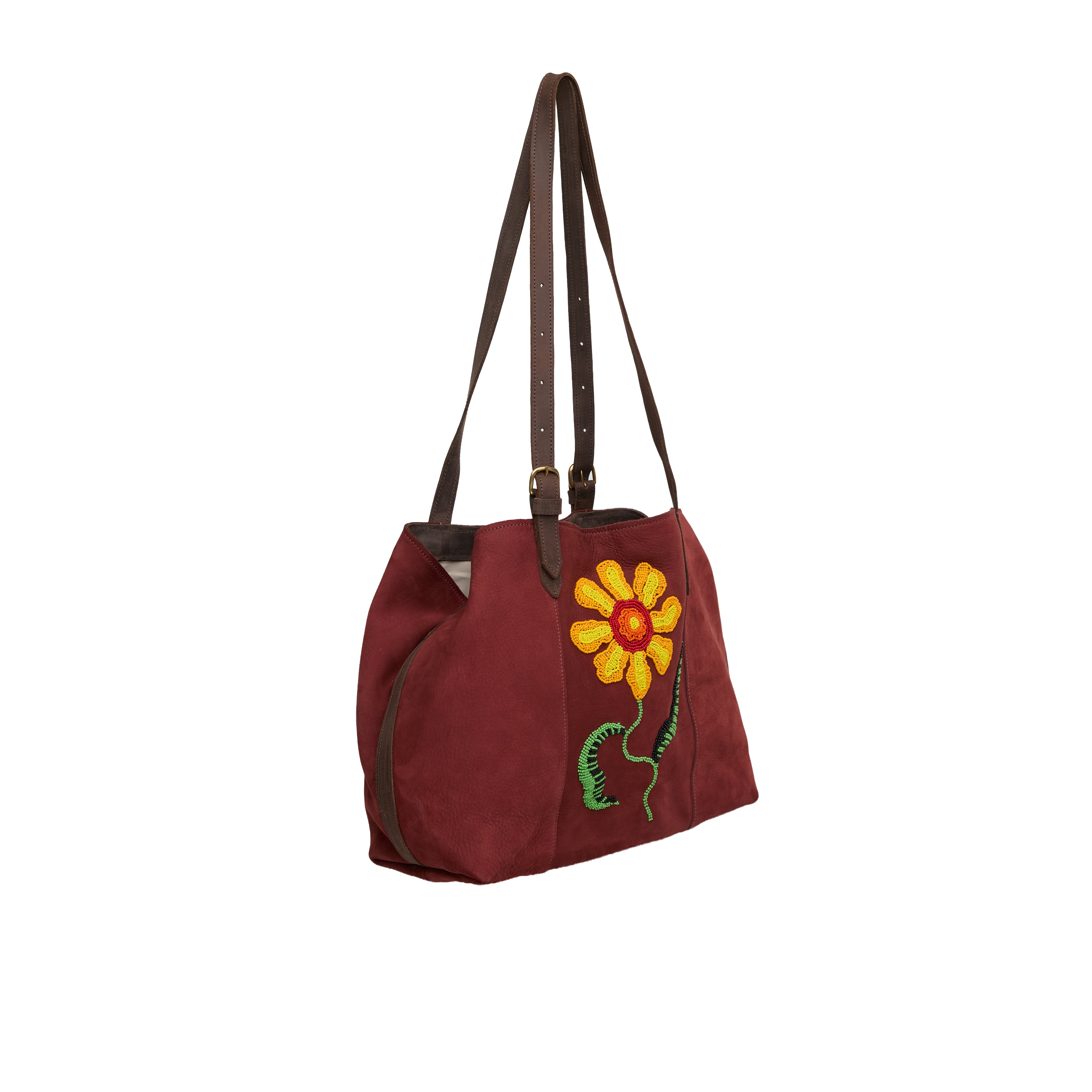 Suede Tote (Flower Beaded)