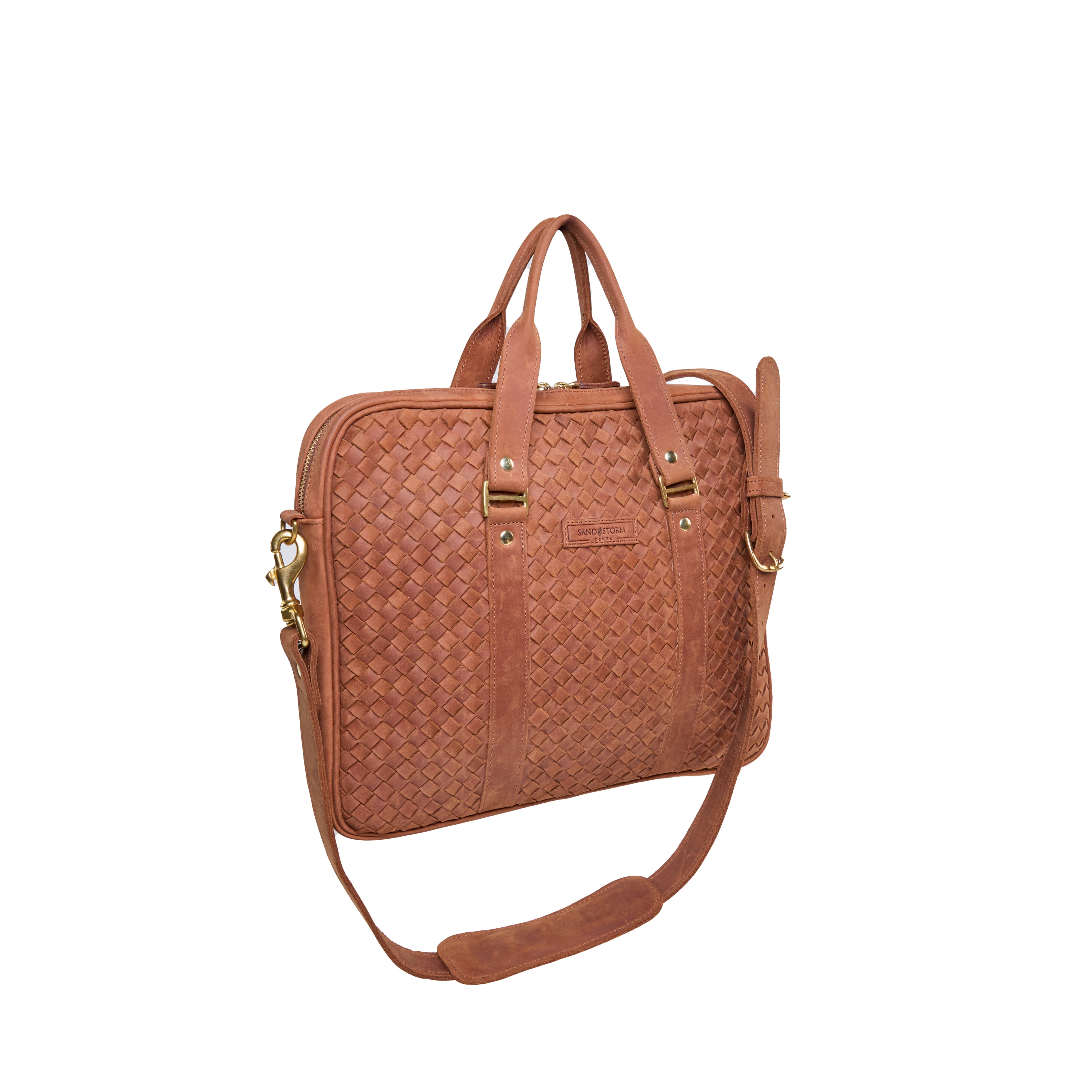 Pull-up Leather Pili Folio bag (Woven)