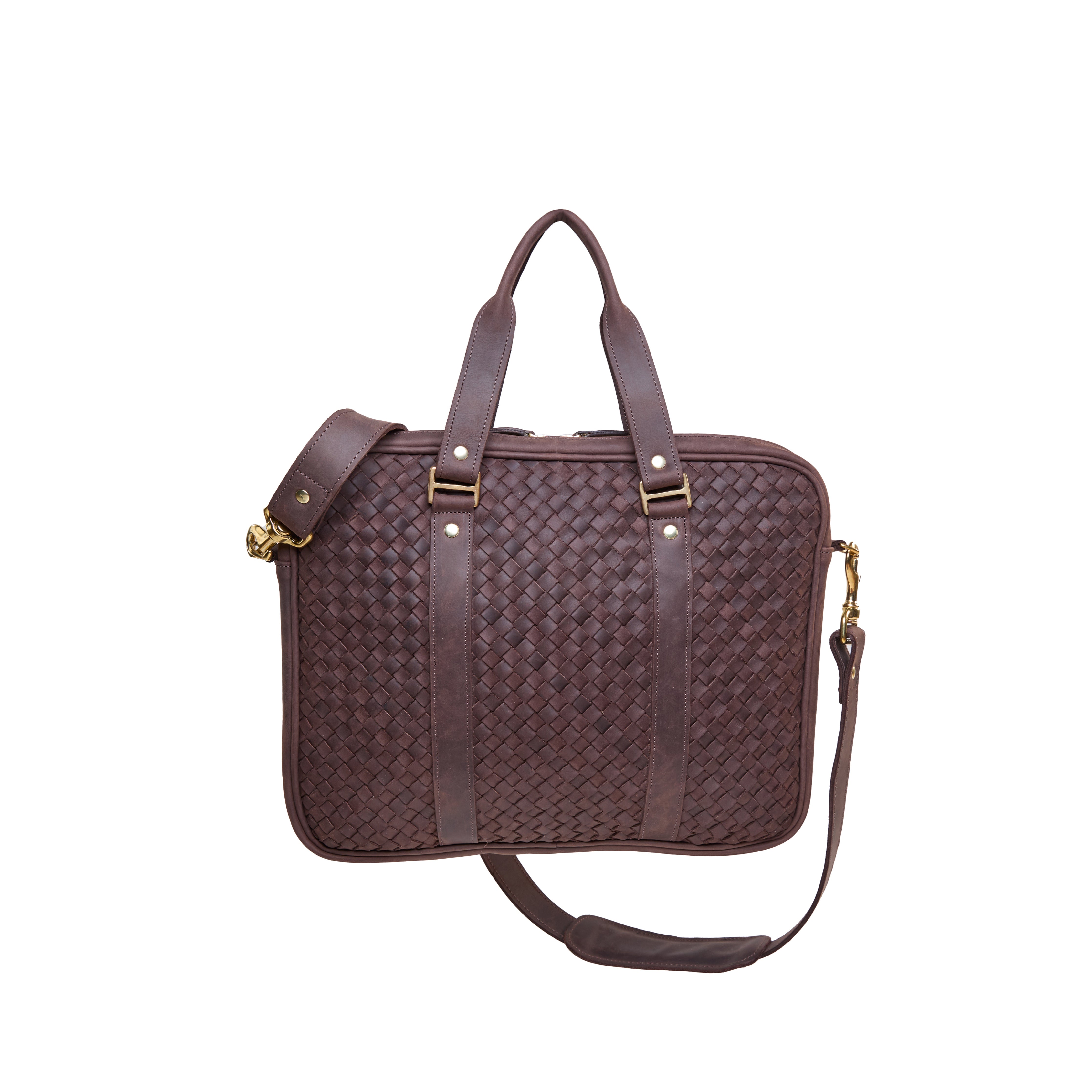 Pull-up Leather Pili Folio bag (Woven)