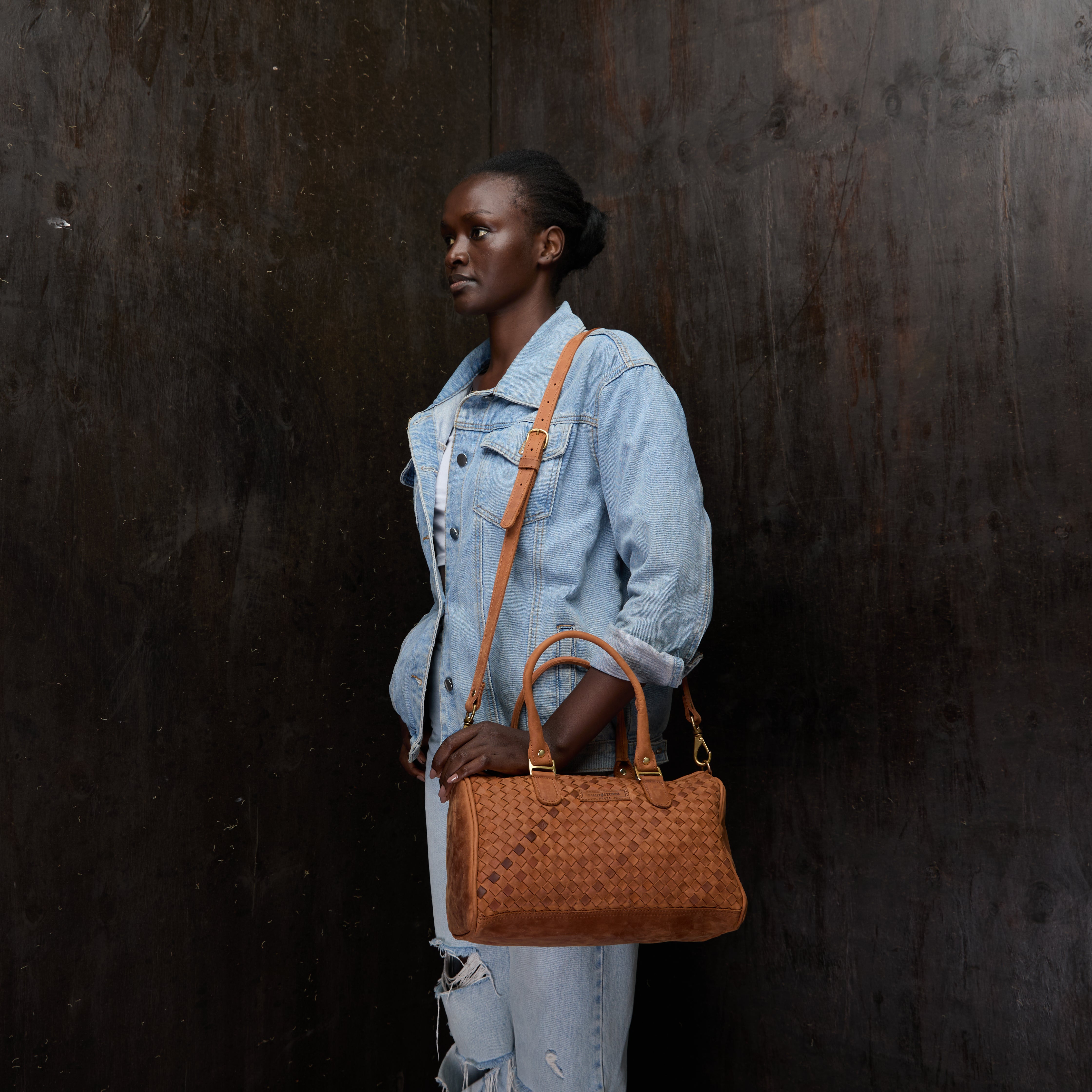 Pull-up Leather Virginia Bag Woven