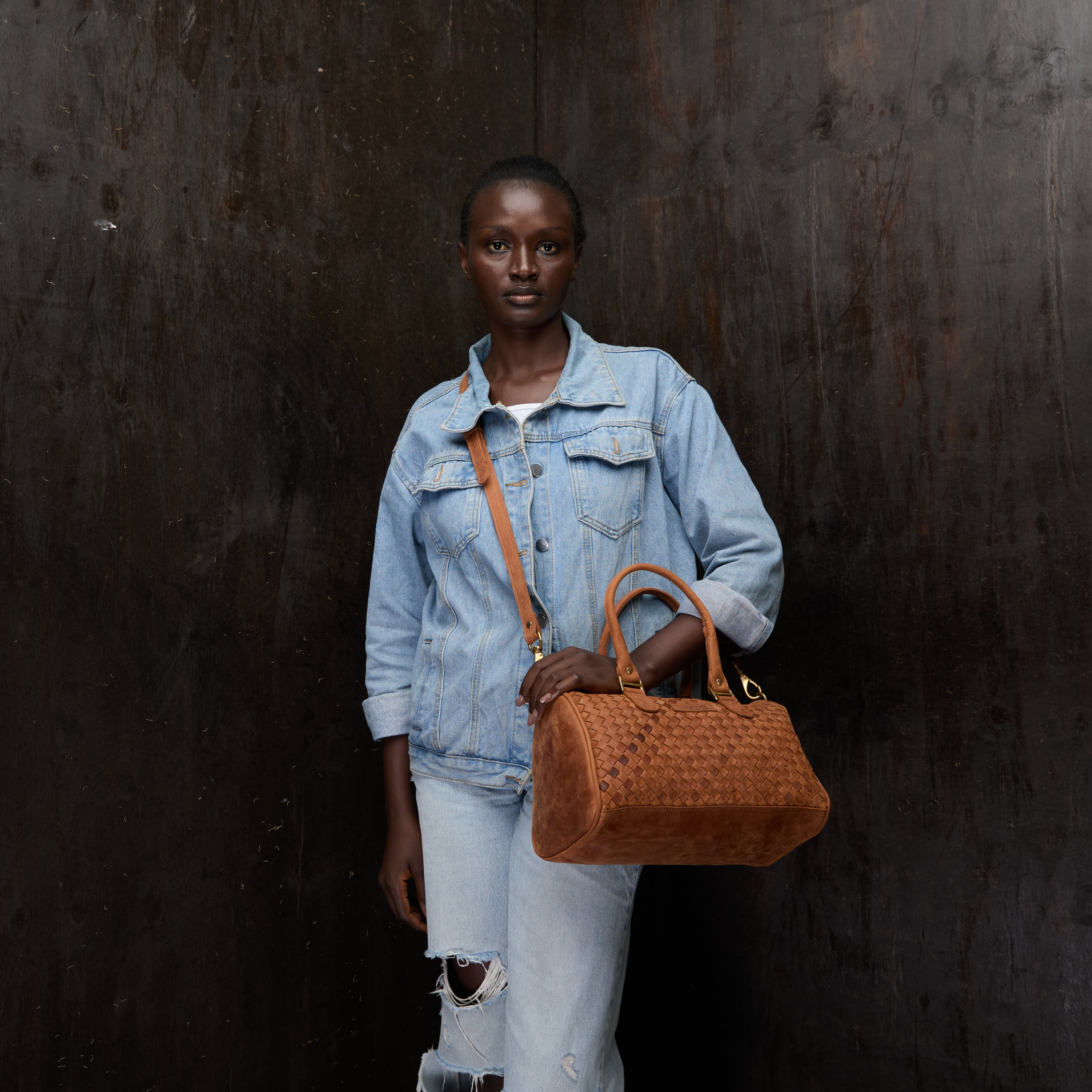 Pull-up Leather Virginia Bag Woven