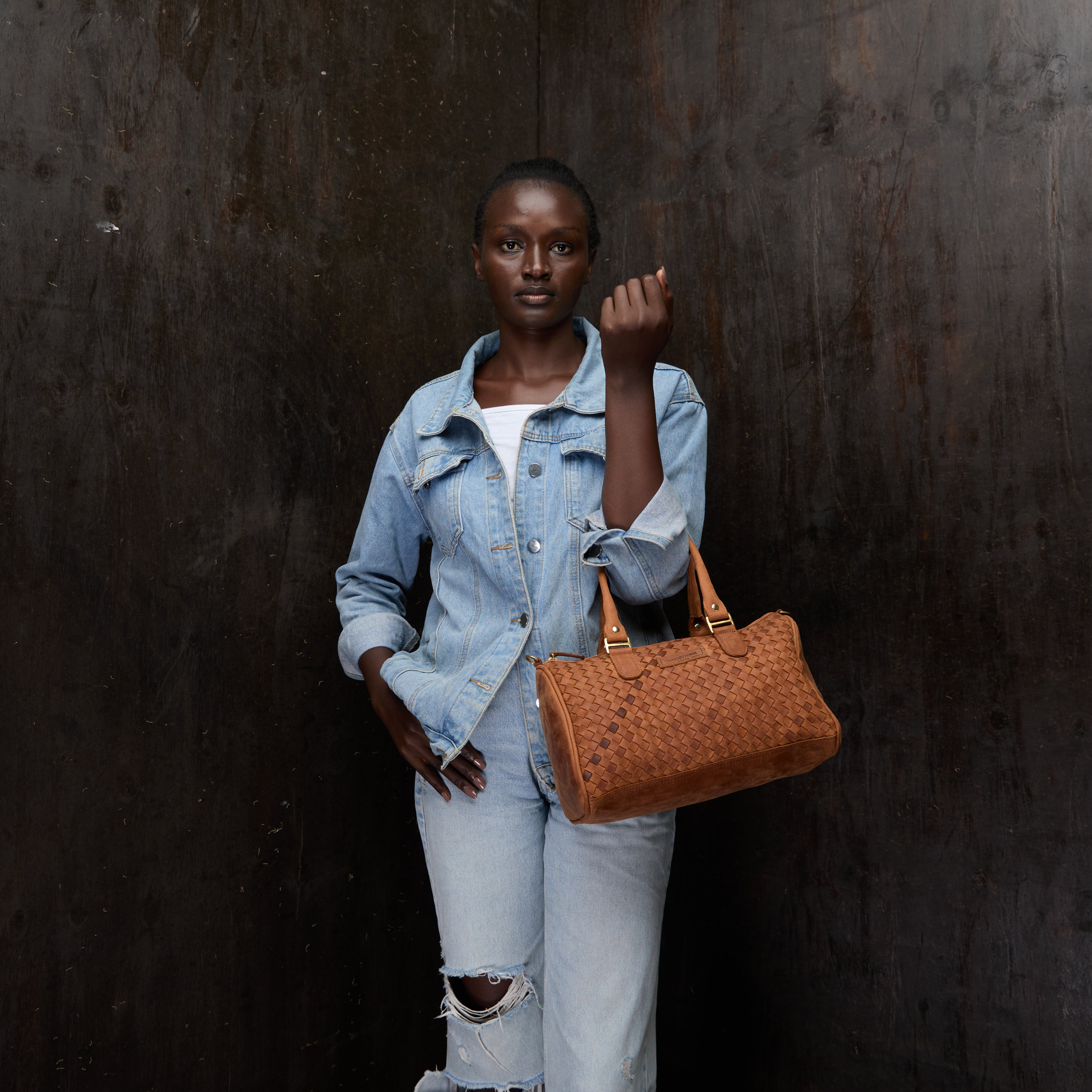 Pull-up Leather Virginia Bag Woven