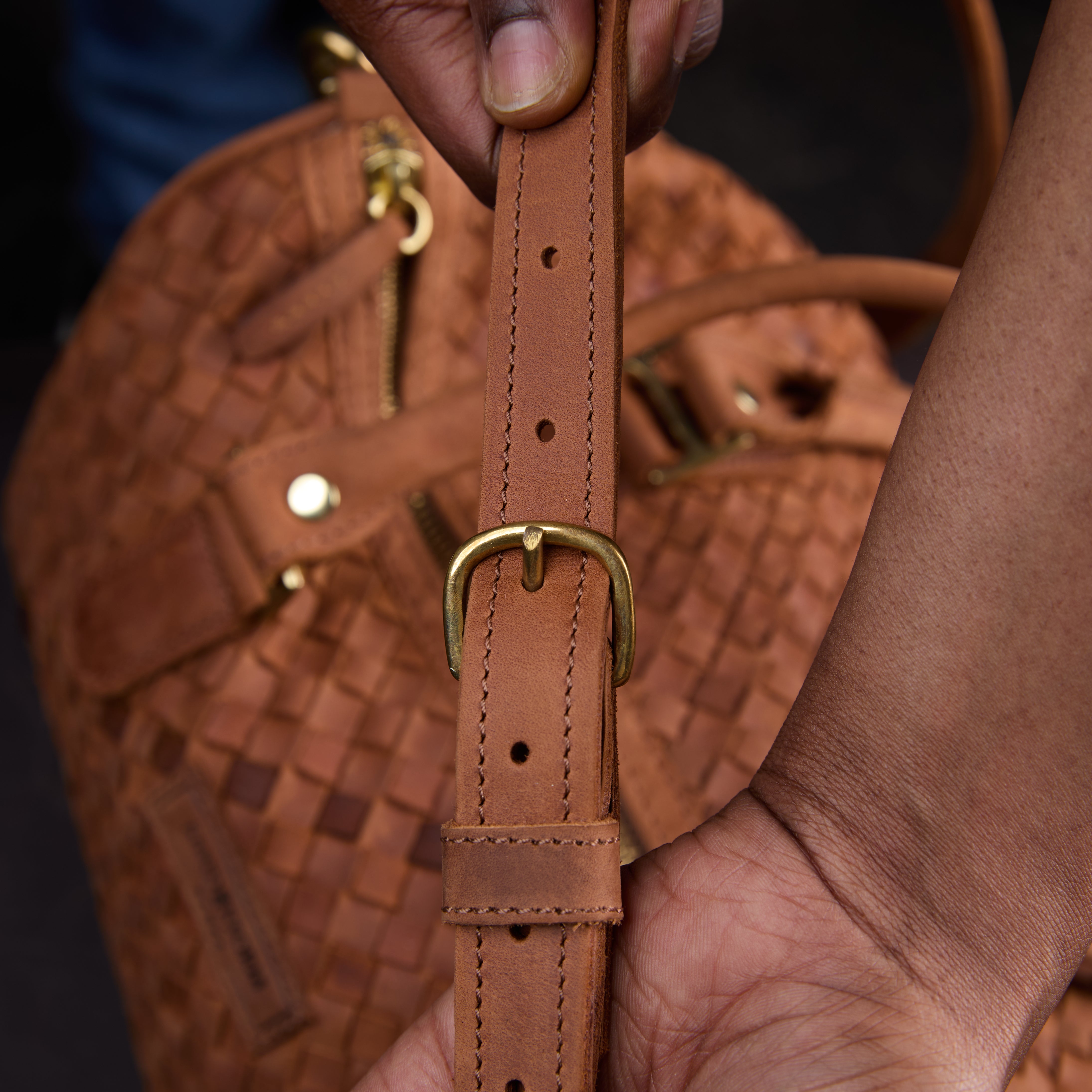 Pull-up Leather Virginia Bag Woven