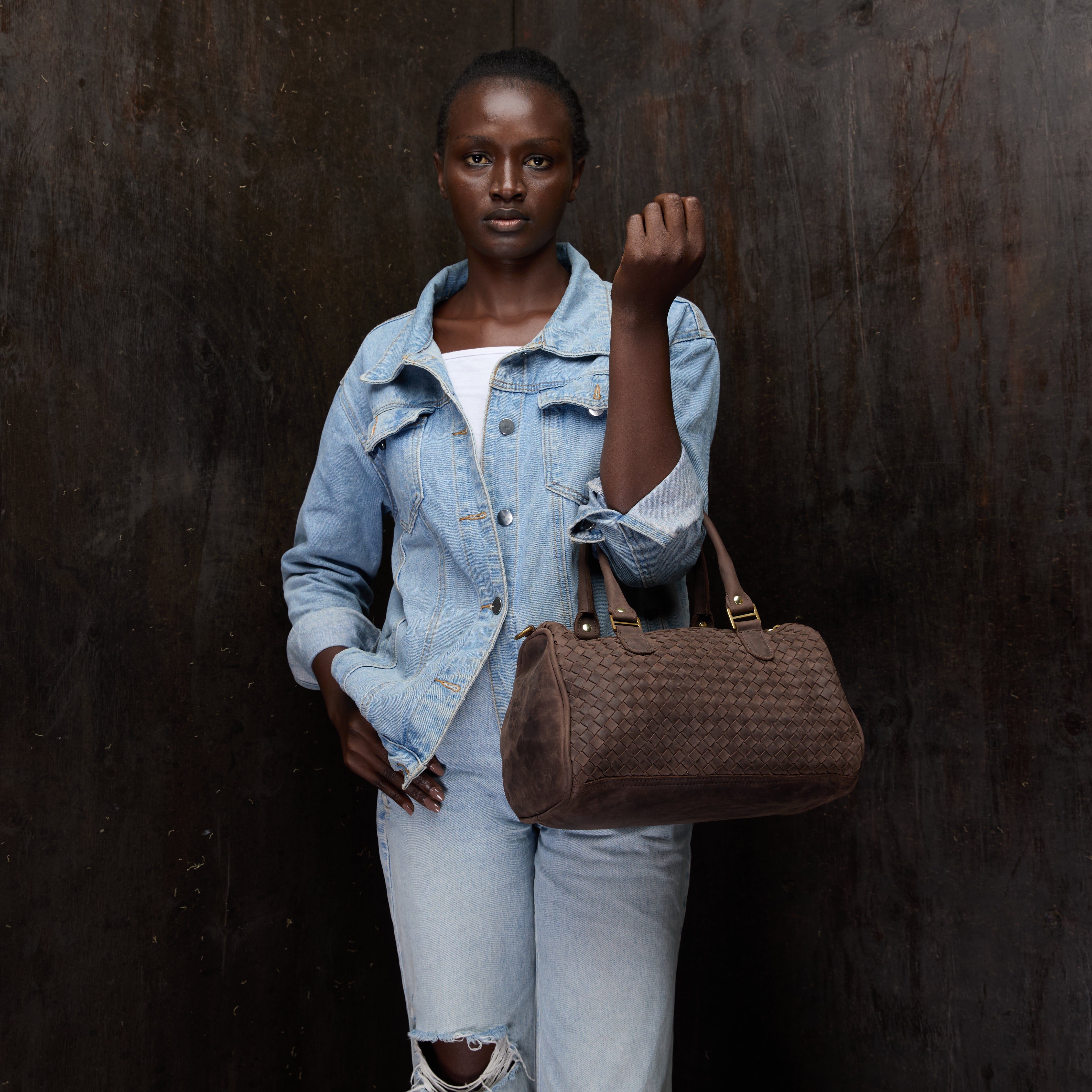 Pull-up Leather Virginia Bag Woven