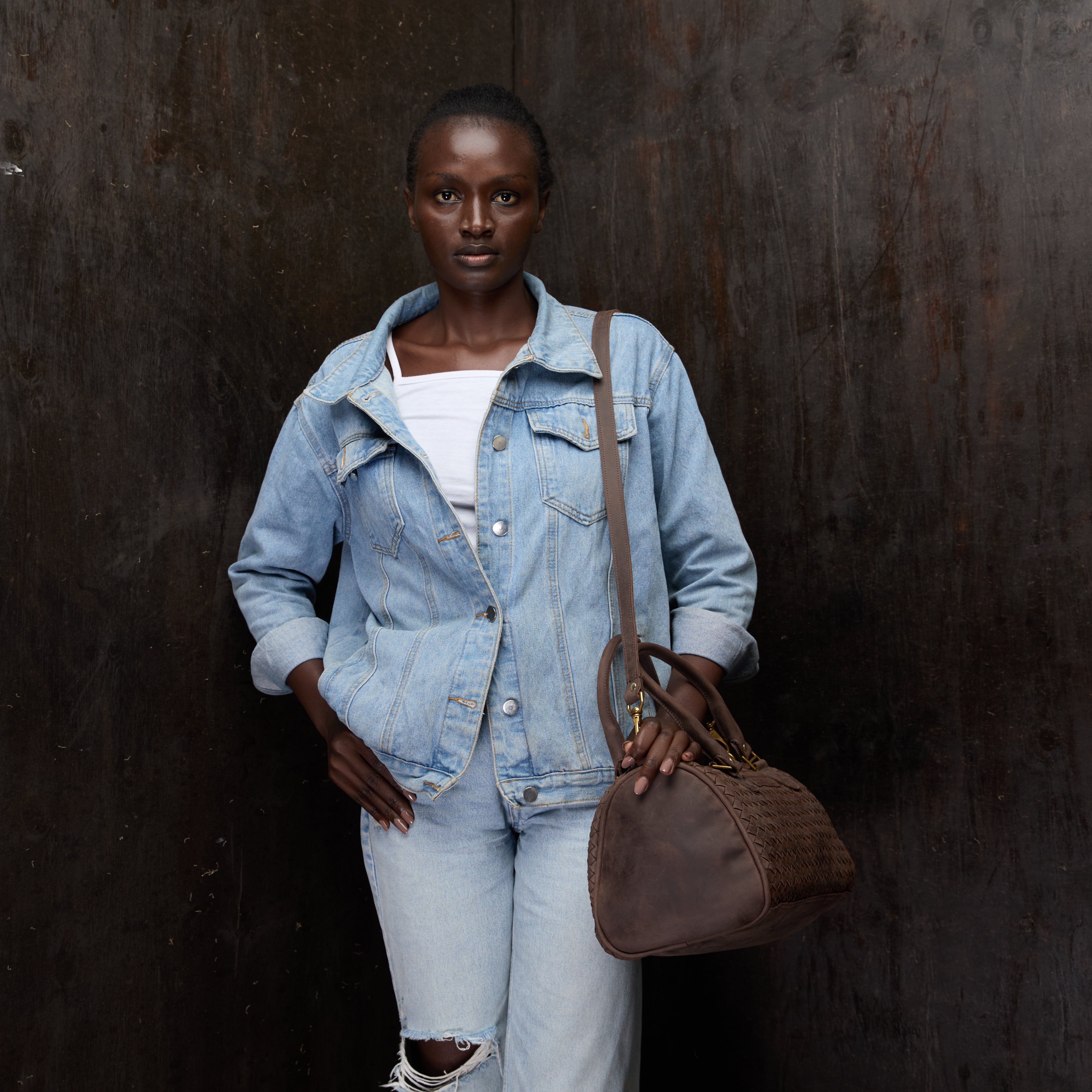 Pull-up Leather Virginia Bag Woven