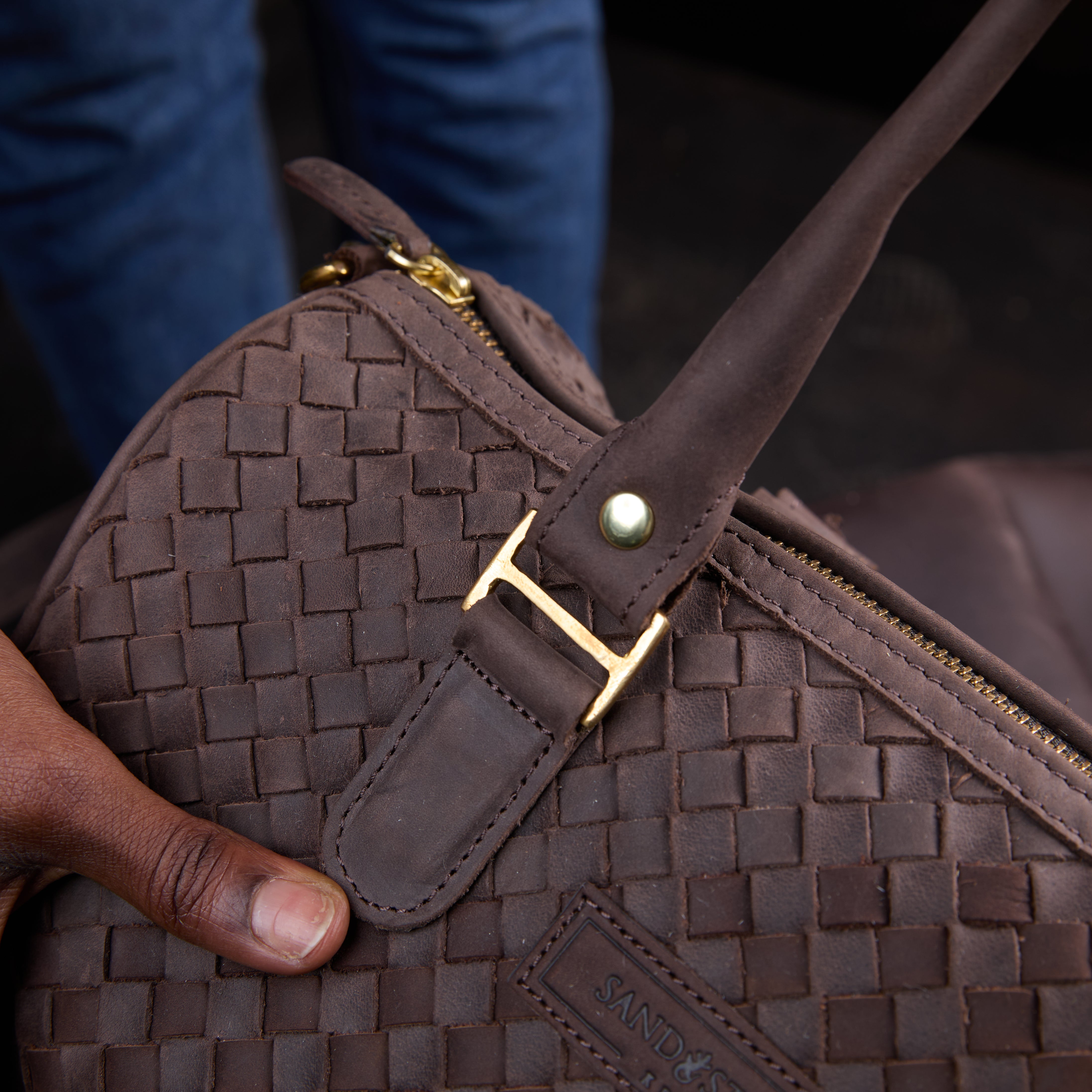 Pull-up Leather Virginia Bag Woven