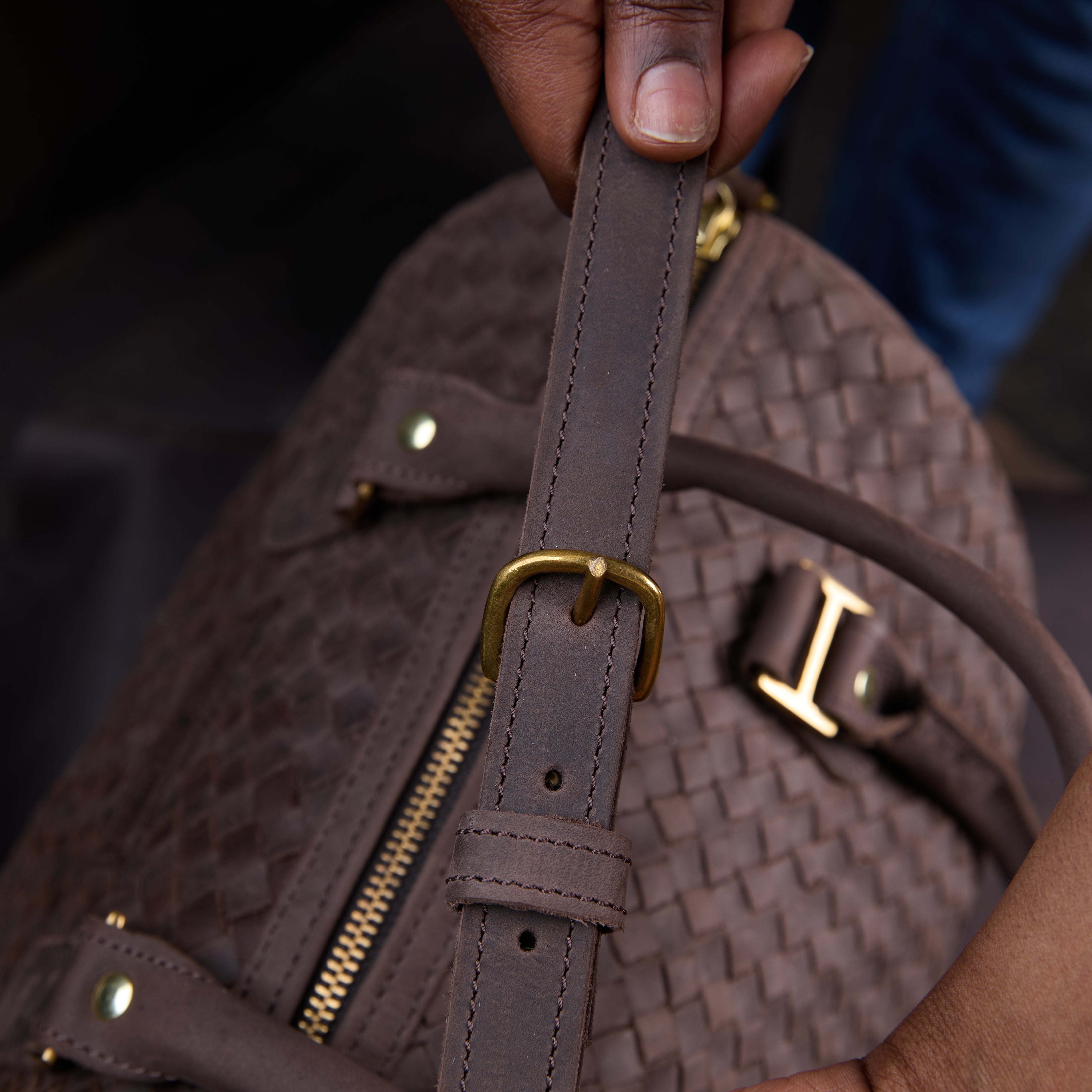 Pull-up Leather Virginia Bag Woven