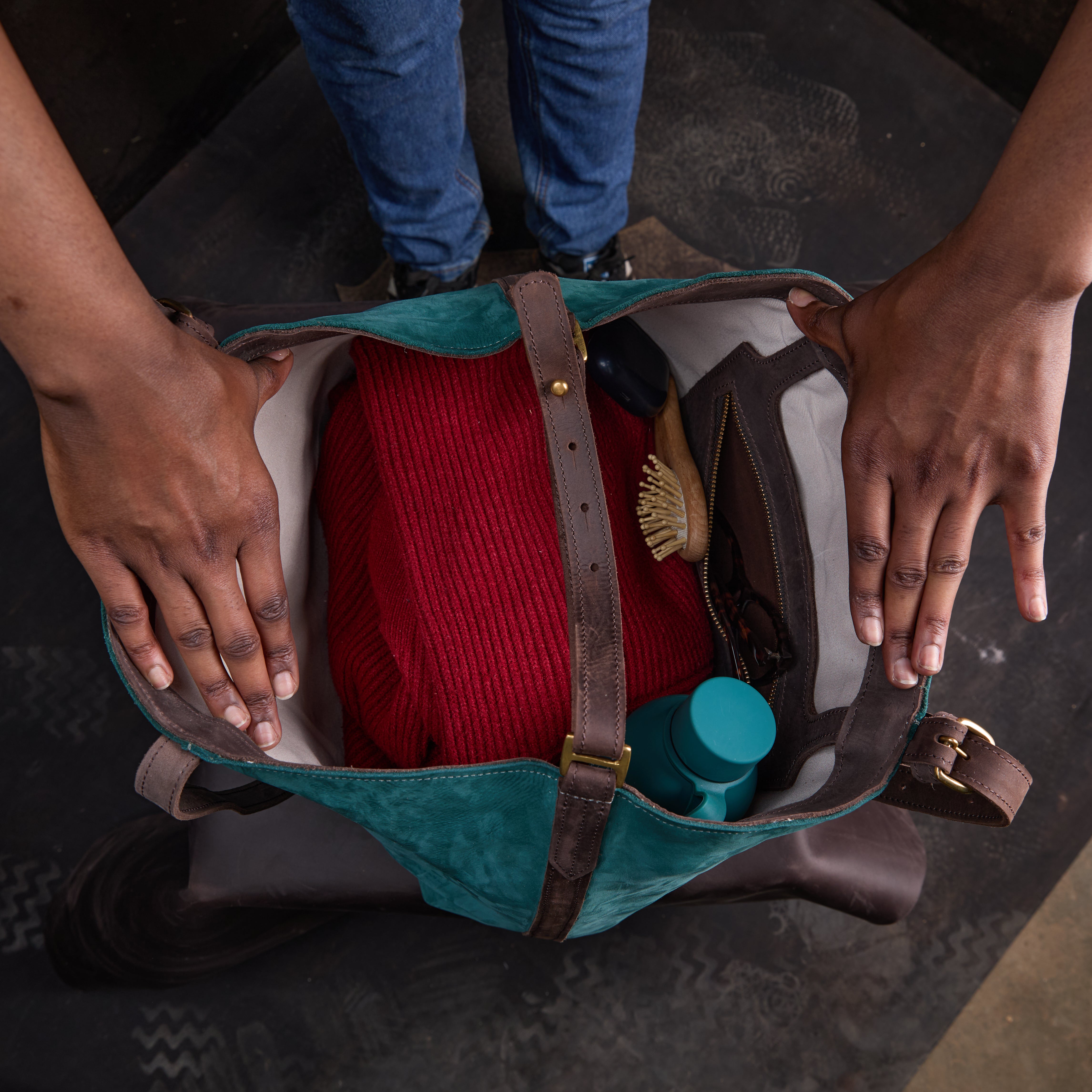 Suede Tote (Flower Beaded)