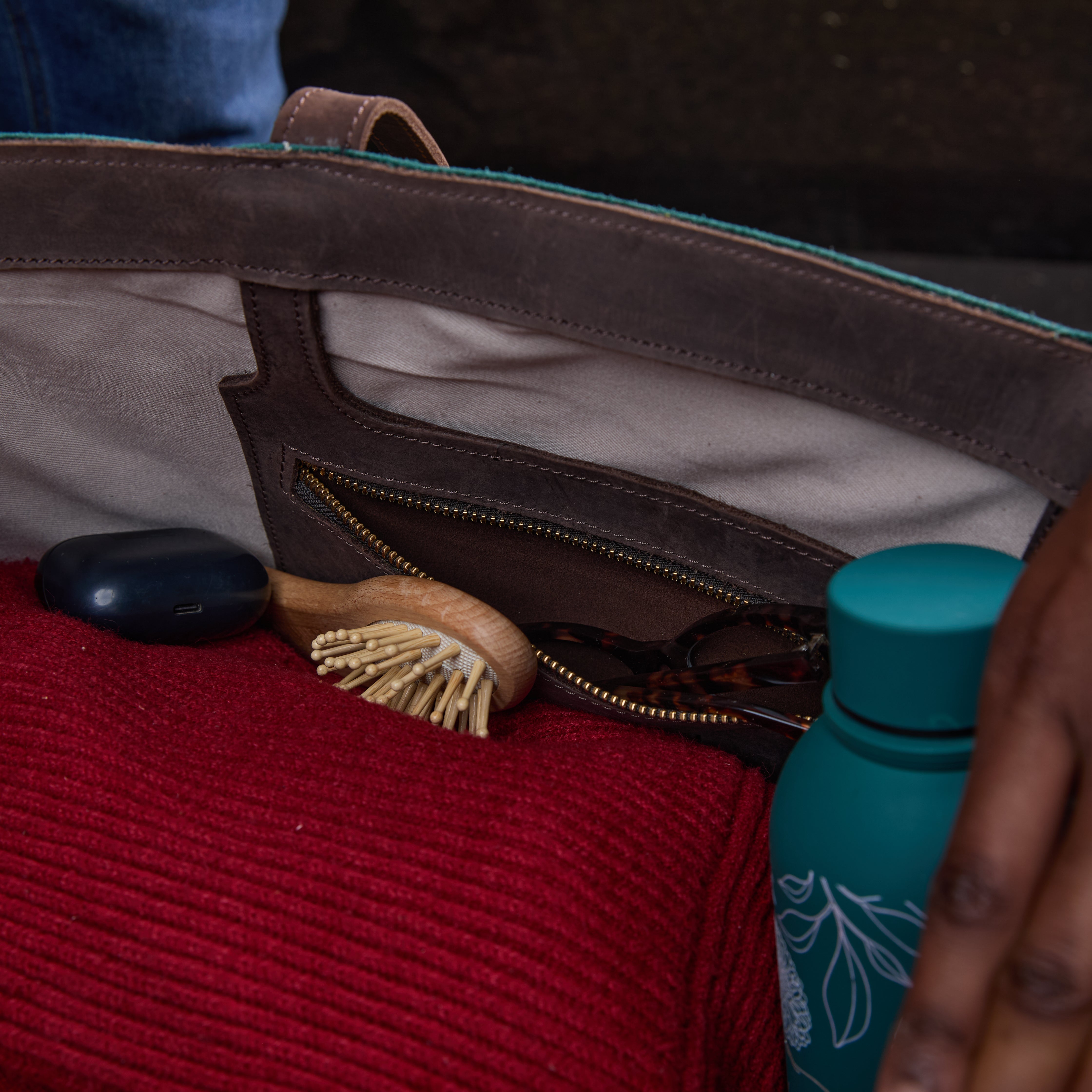 Suede Tote (Flower Beaded)