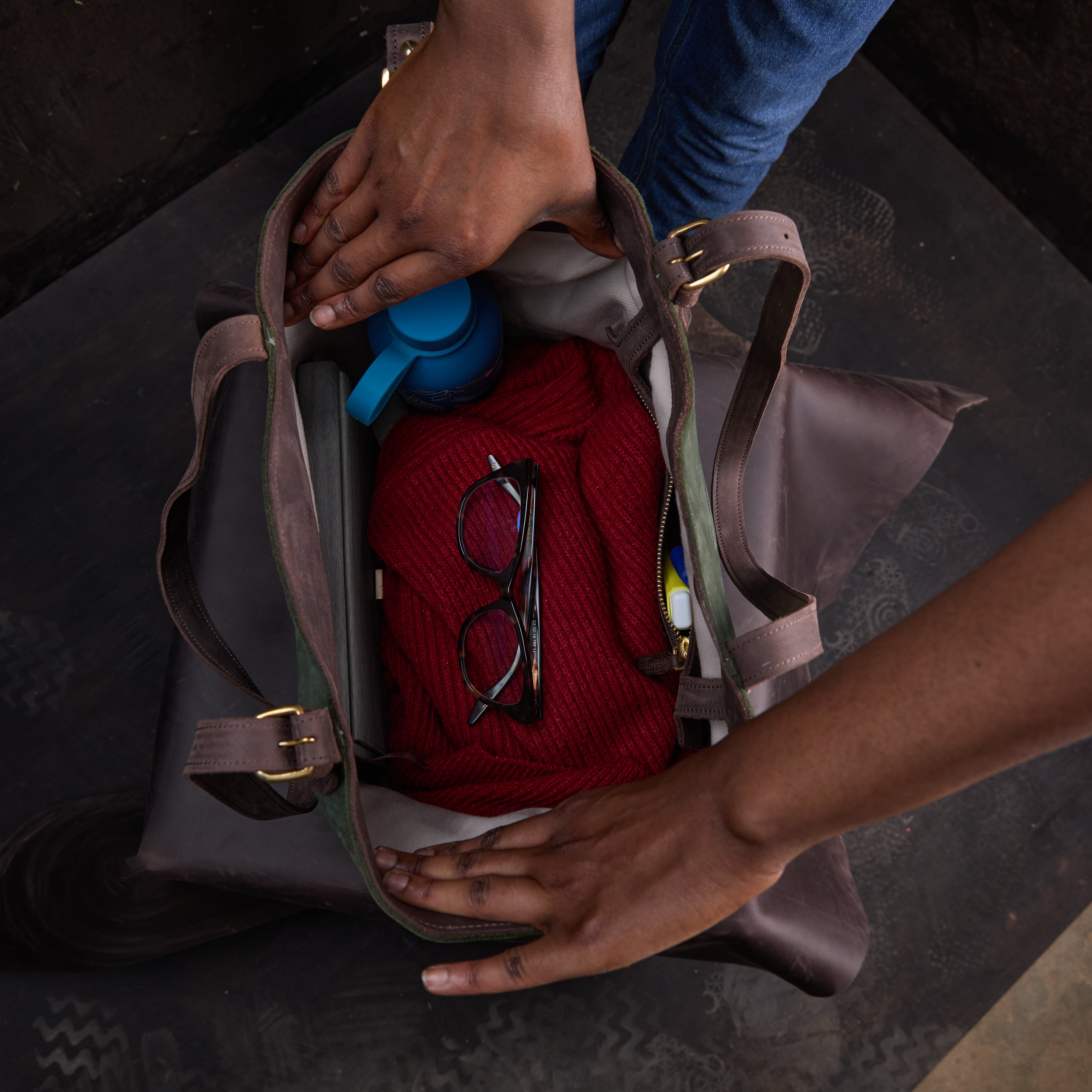 Suede Tote (Flower Beaded)