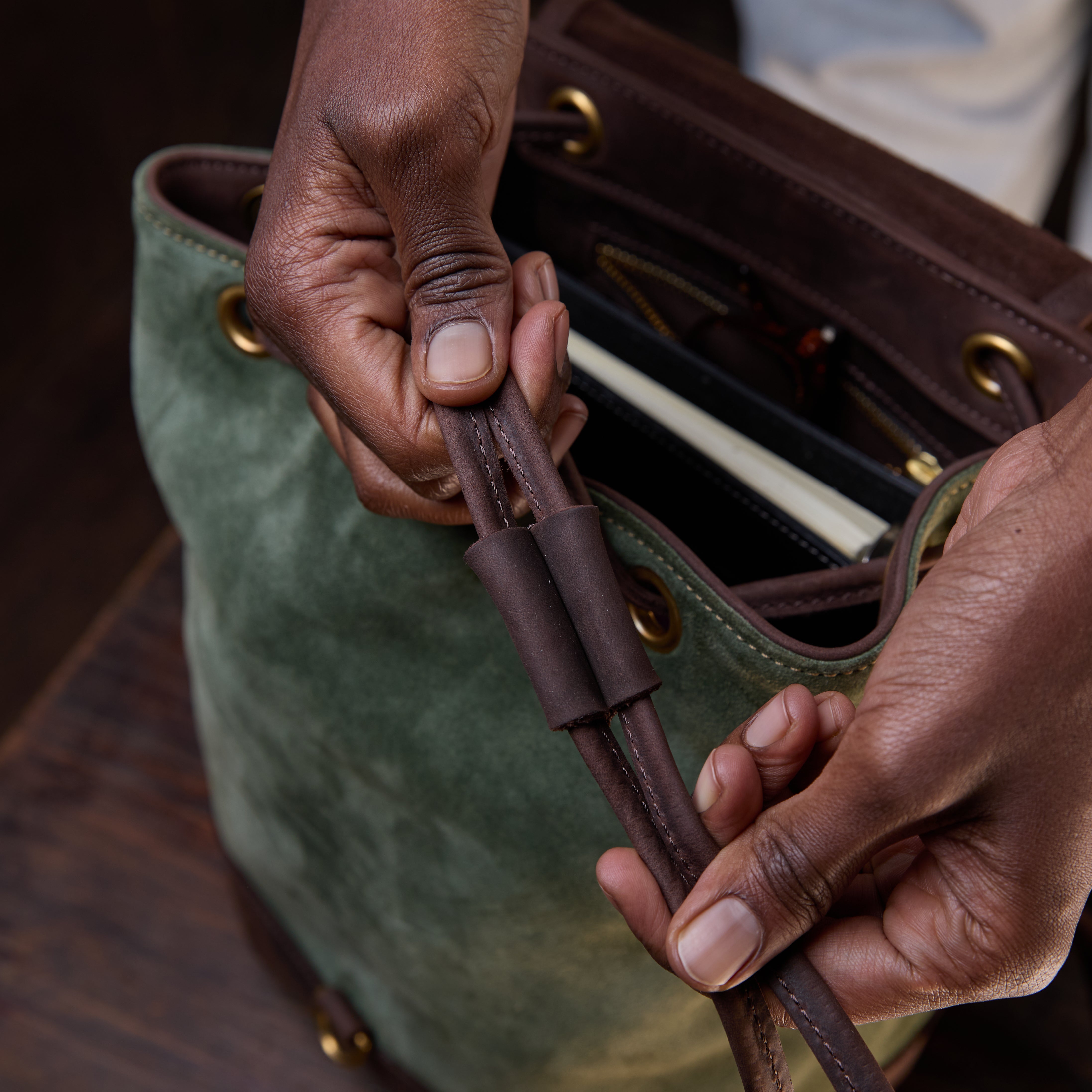 Suede Cecilia Backpack (Mocha Leather)