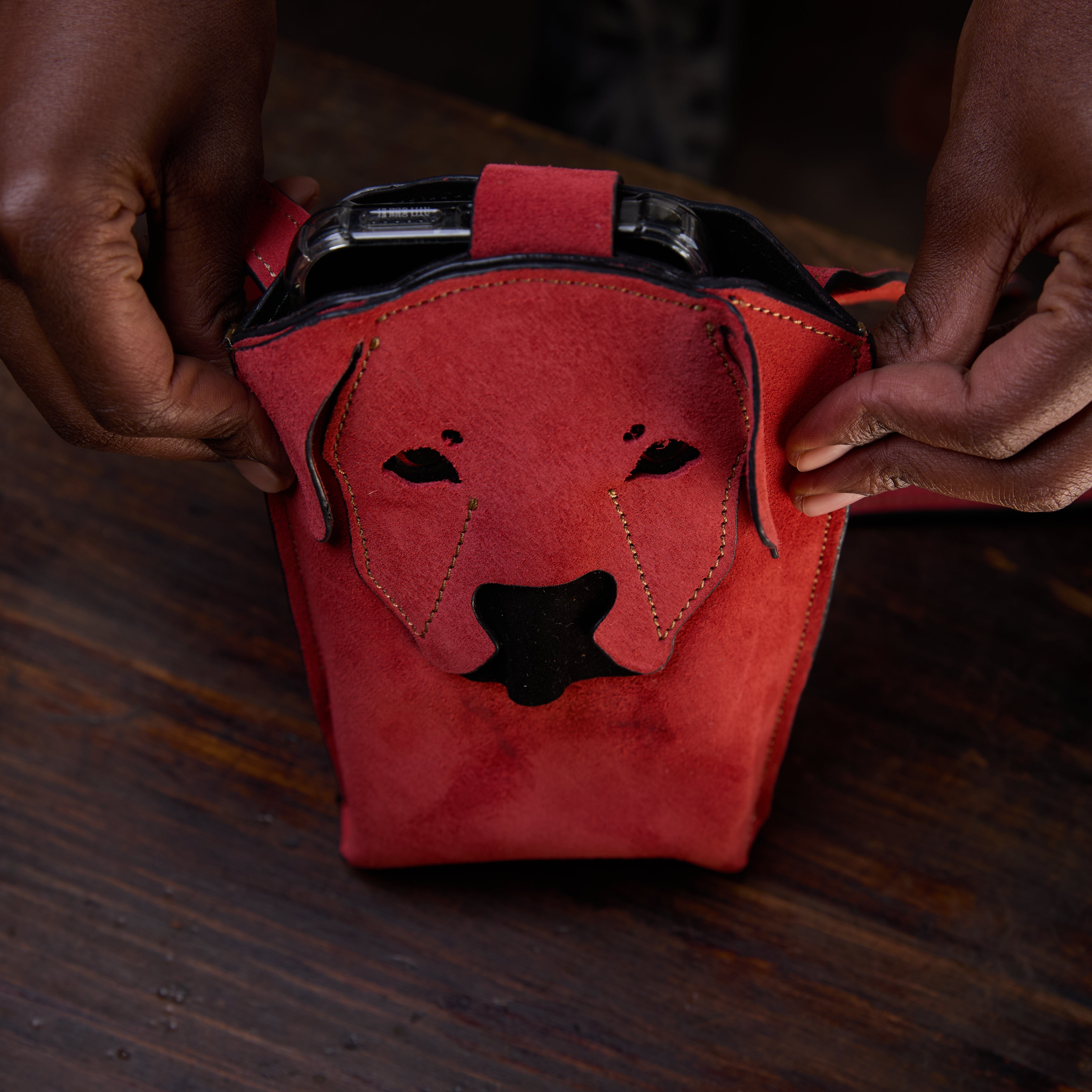 Suede Phone Purse Dog